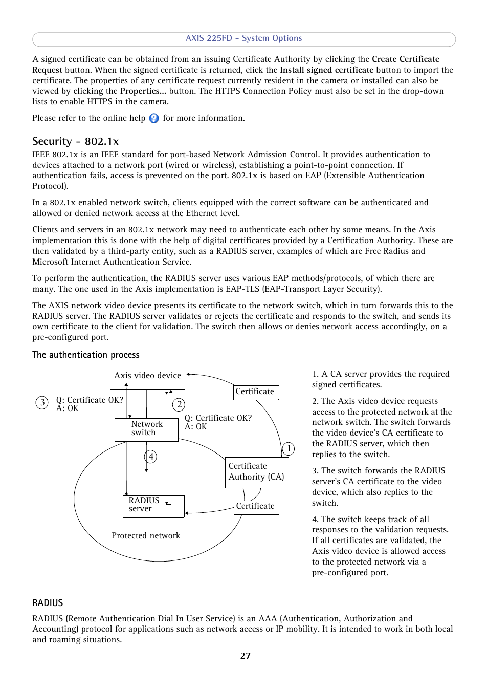 Security - 802.1x | Axis Communications AXIS 225FD User Manual | Page 27 / 49
