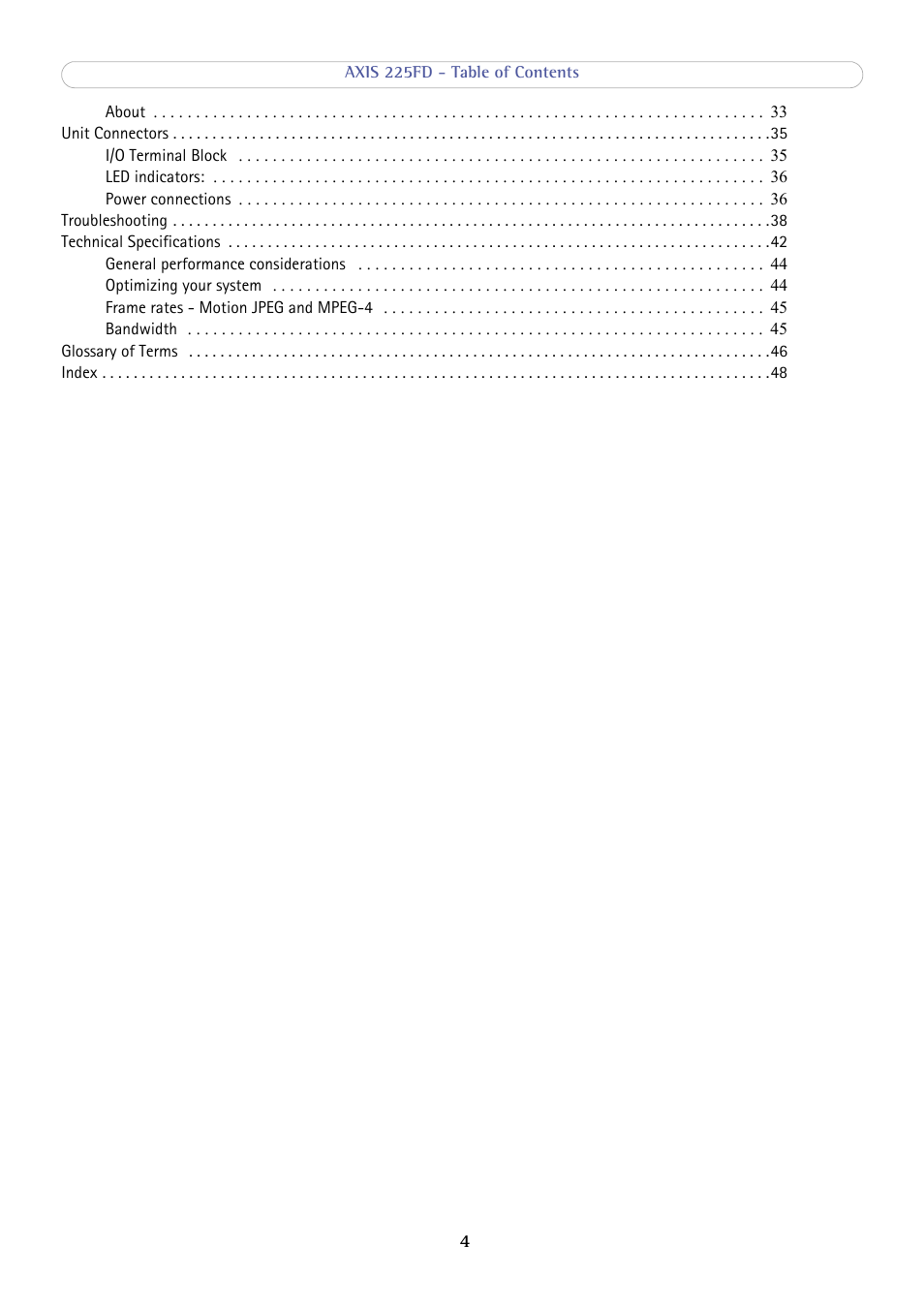 Axis Communications AXIS 225FD User Manual | Page 4 / 49