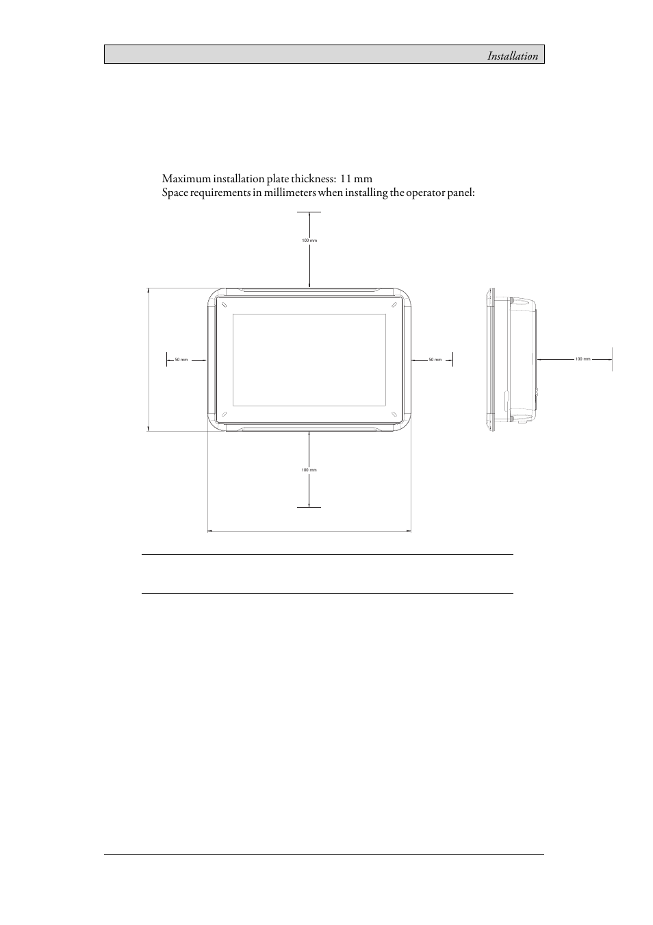 2 installation, 1 space requirements, Space requirements | 2installation | Beijer Electronics iX T7B EN User Manual | Page 7 / 26