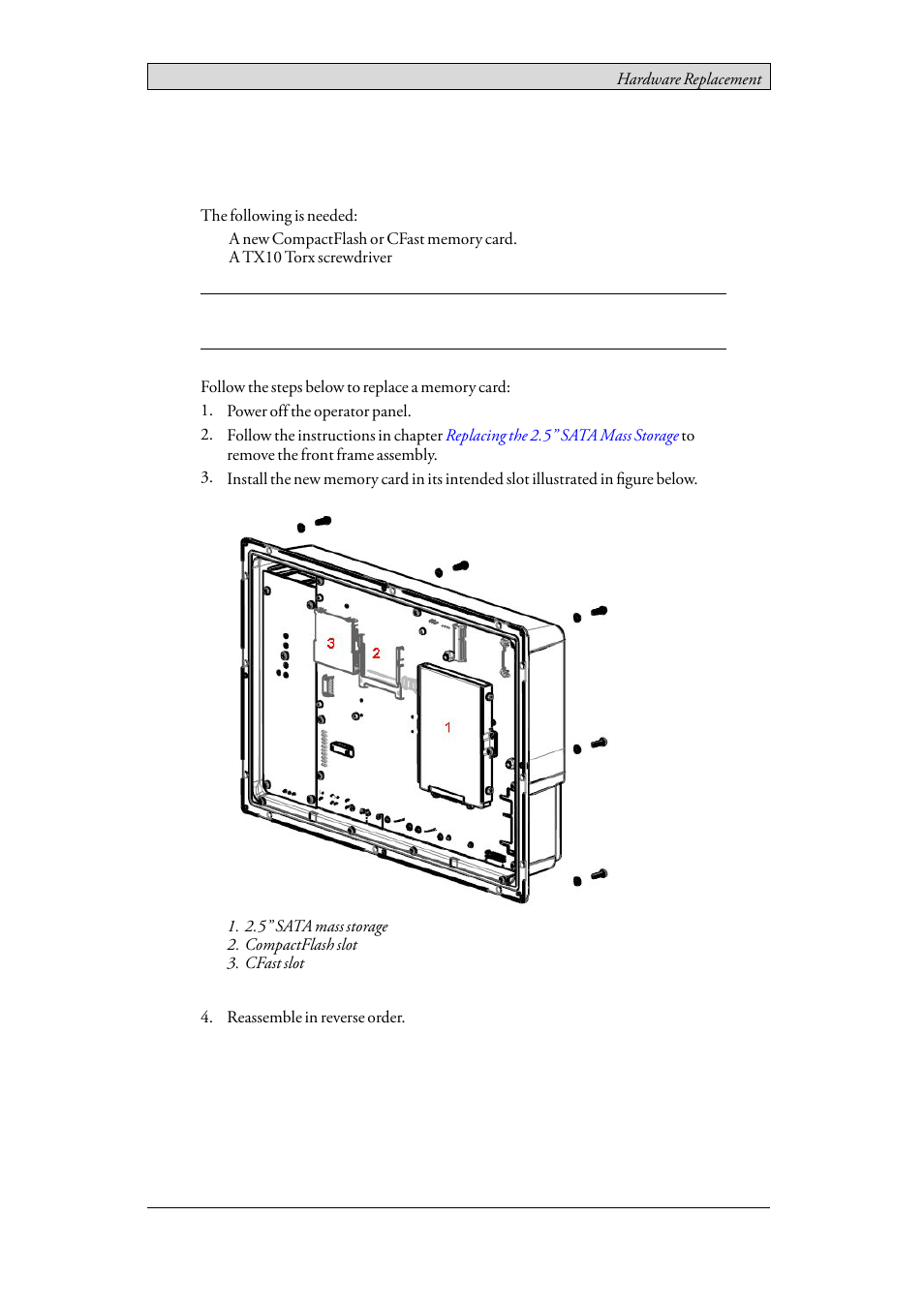 3 replacing a compactflash or cfast memory card, Replacing a compactflash or cfast memory card | Beijer Electronics iX T12C EN User Manual | Page 14 / 34