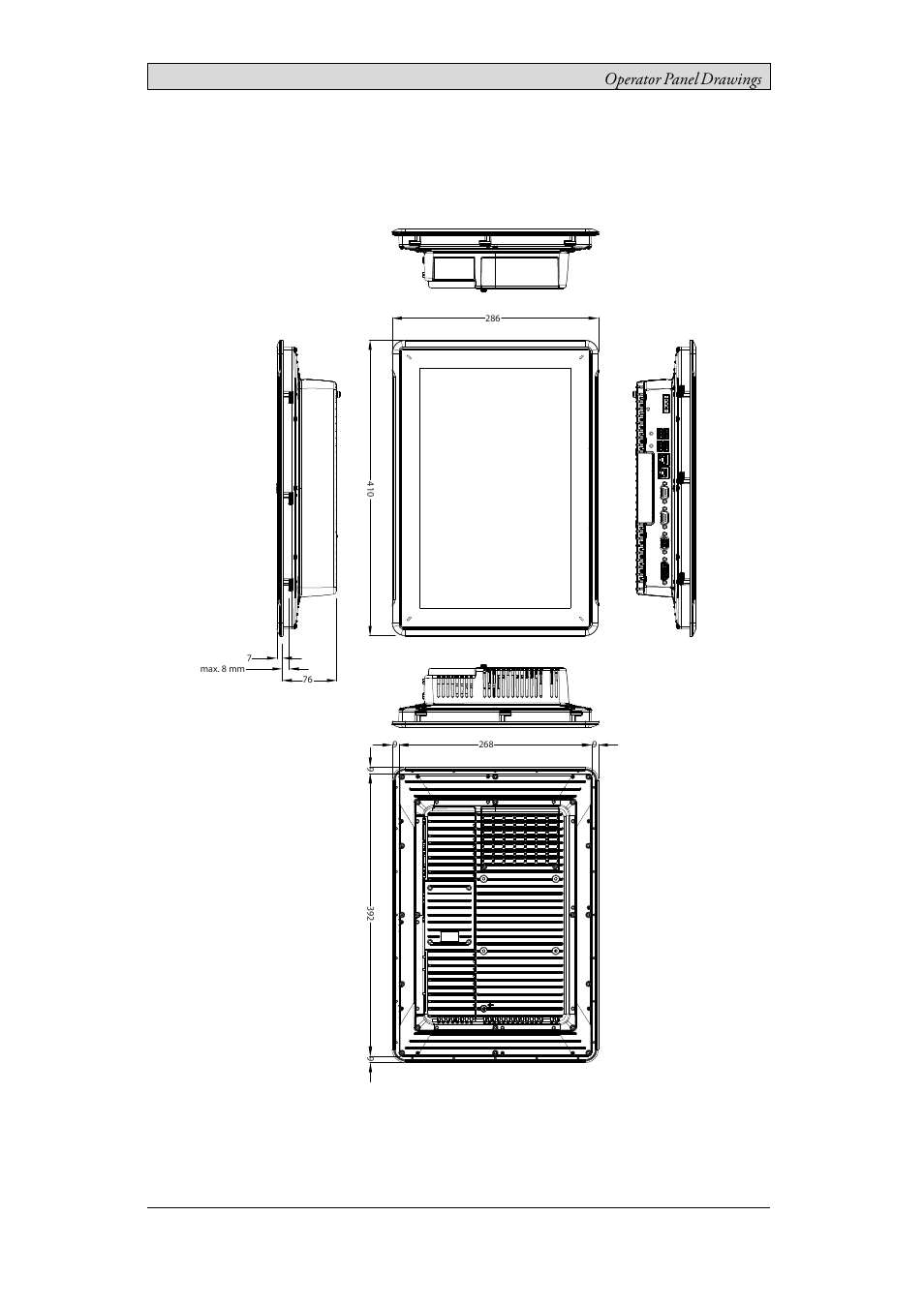 3 ix t15c outline, Ix t15c outline, Operator panel drawings | Beijer Electronics iX T15C EN User Manual | Page 23 / 34