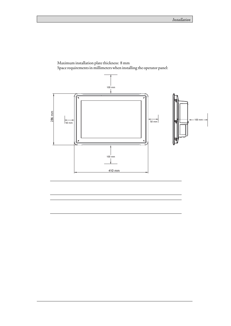 2 installation, 1 space requirements, Space requirements | 2installation | Beijer Electronics iX T15C EN User Manual | Page 6 / 34