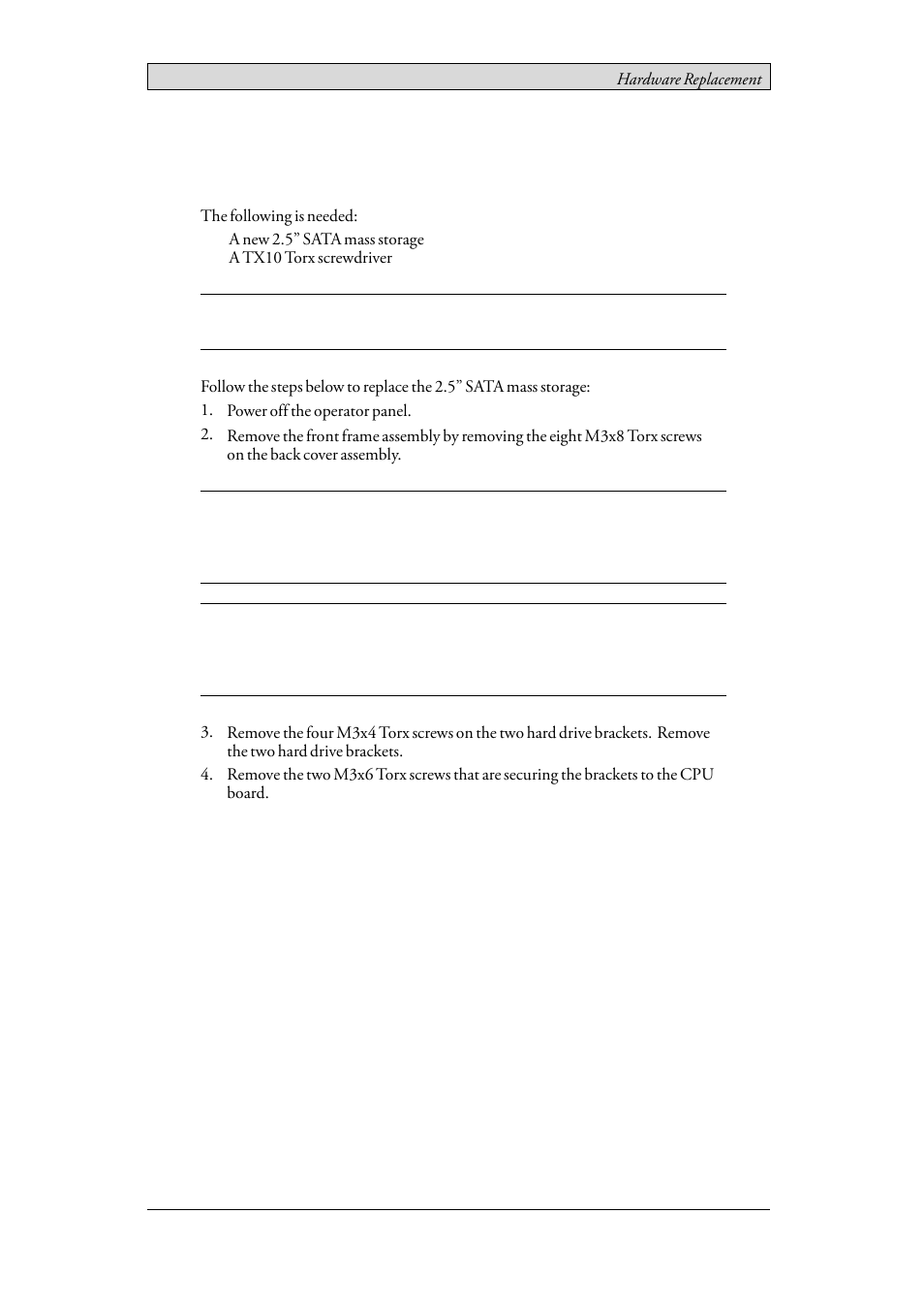 2 replacing the 2.5” sata mass storage, Replacing the 2.5” sata mass storage | Beijer Electronics iX T21C EN User Manual | Page 12 / 34