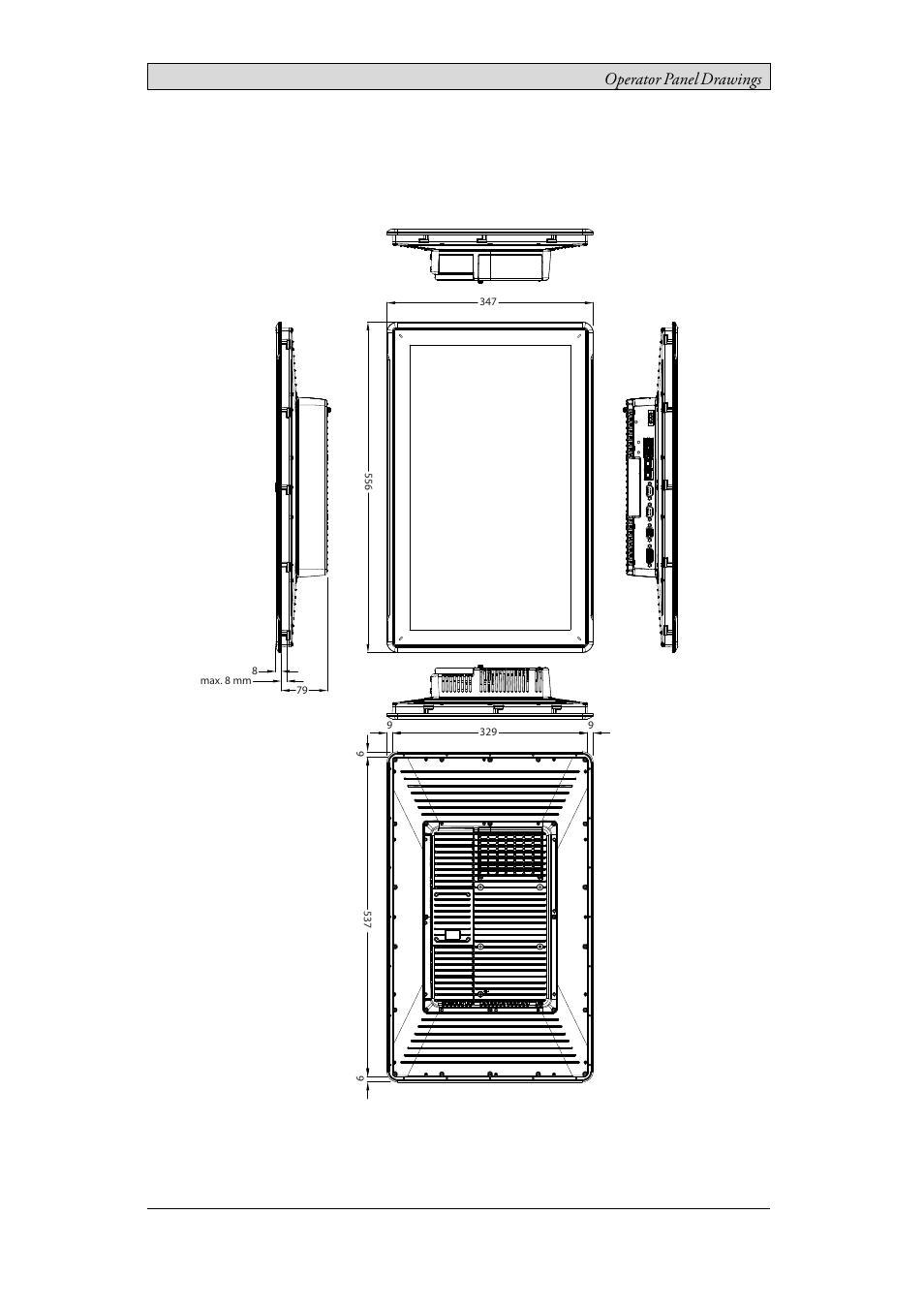3 ix t21c outline, Ix t21c outline, Operator panel drawings | Beijer Electronics iX T21C EN User Manual | Page 23 / 34
