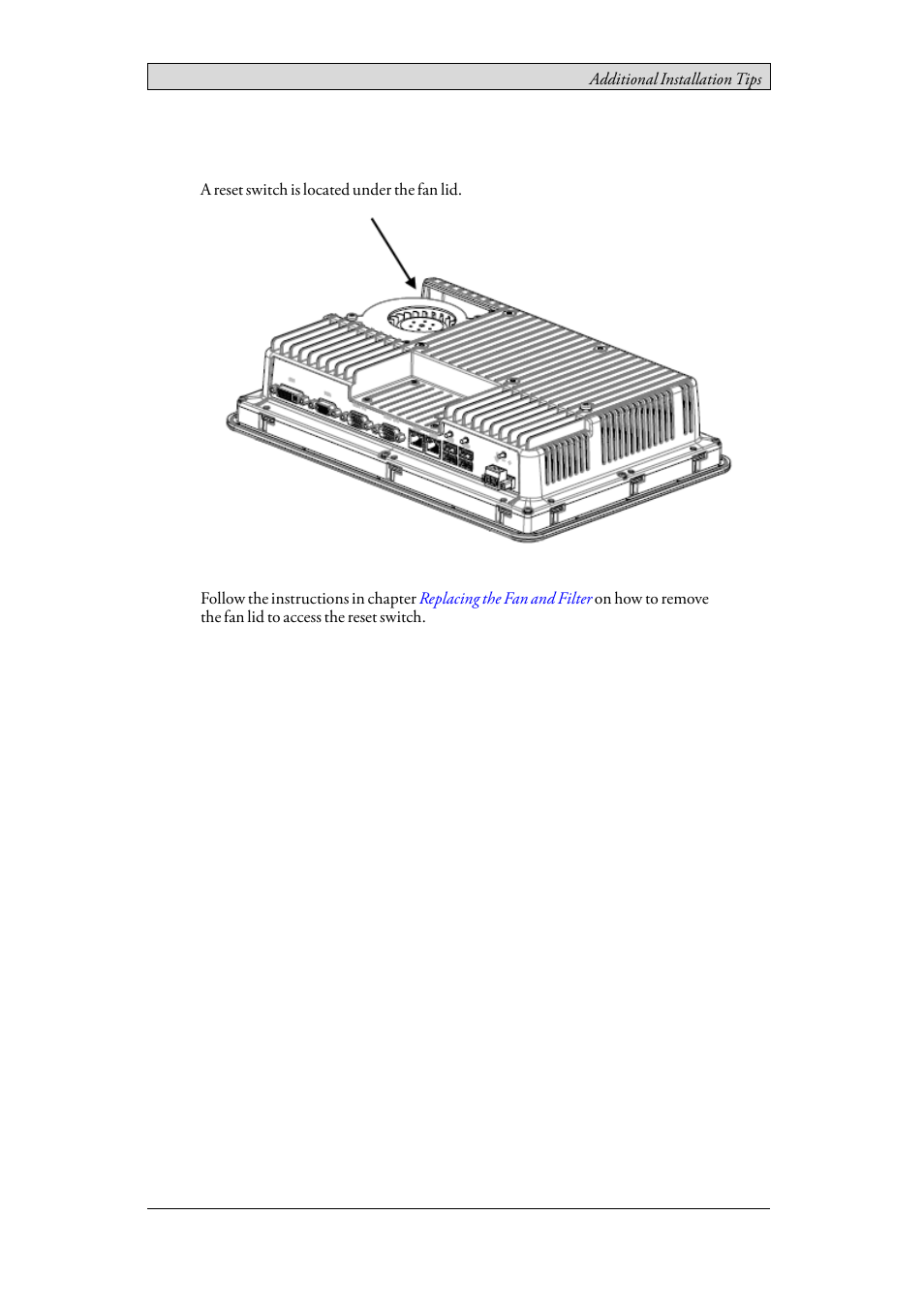 9 reset switch, Reset switch | Beijer Electronics iX T21C EN User Manual | Page 33 / 34