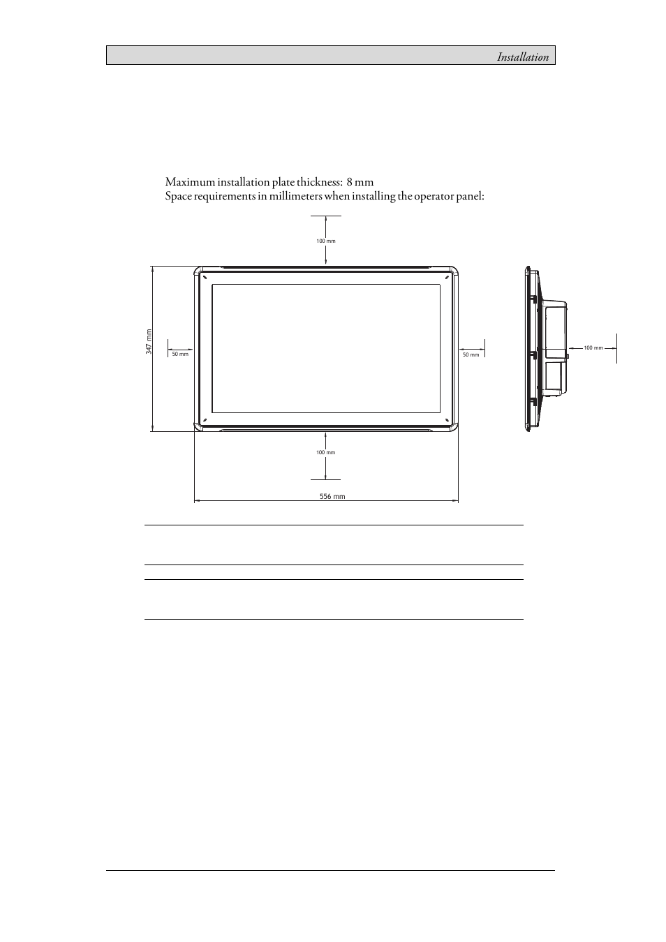 2 installation, 1 space requirements, Space requirements | 2installation | Beijer Electronics iX T21C EN User Manual | Page 6 / 34