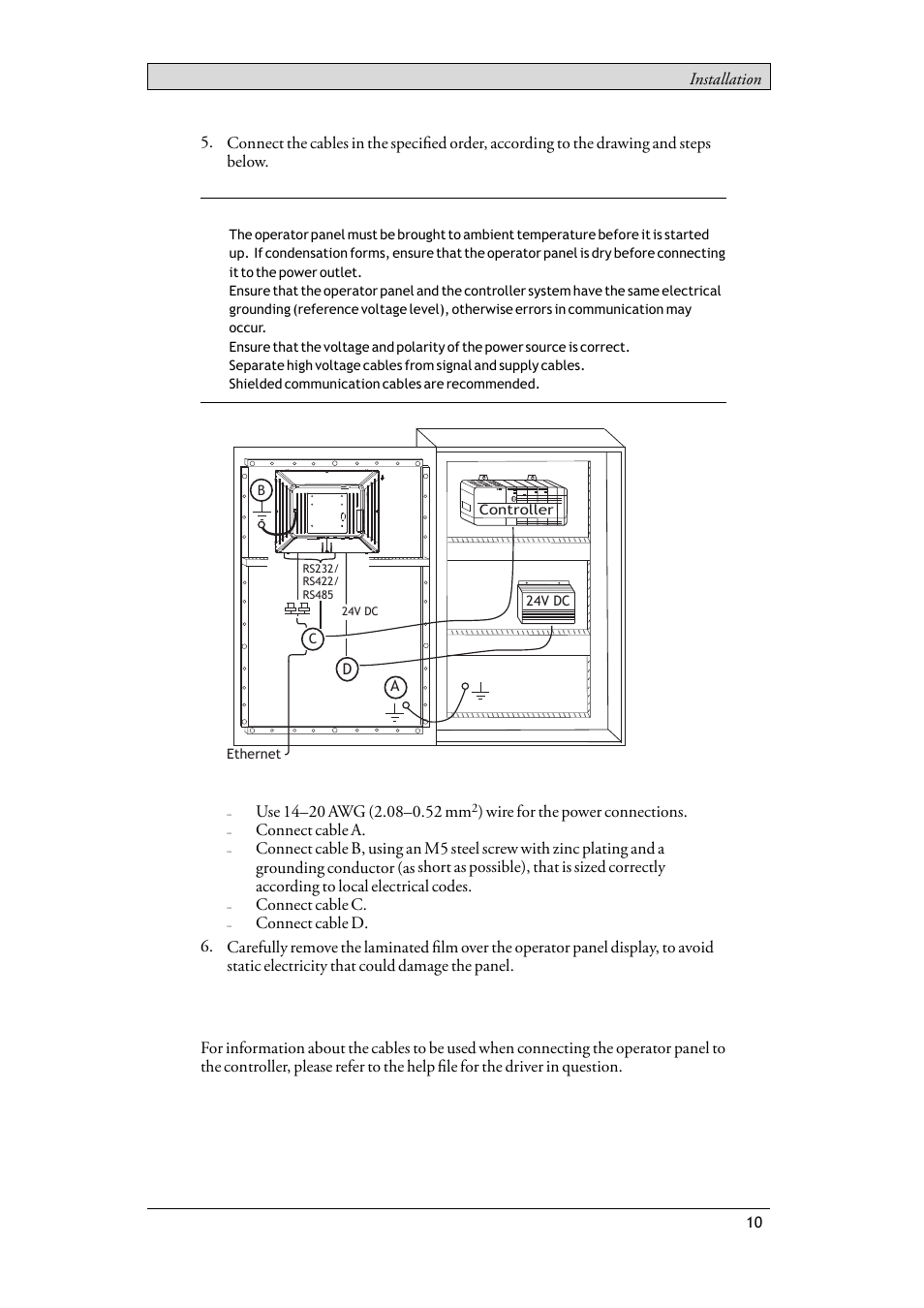 1 connections to the controller, Connections to the controller | Beijer Electronics T15BR EN User Manual | Page 10 / 28
