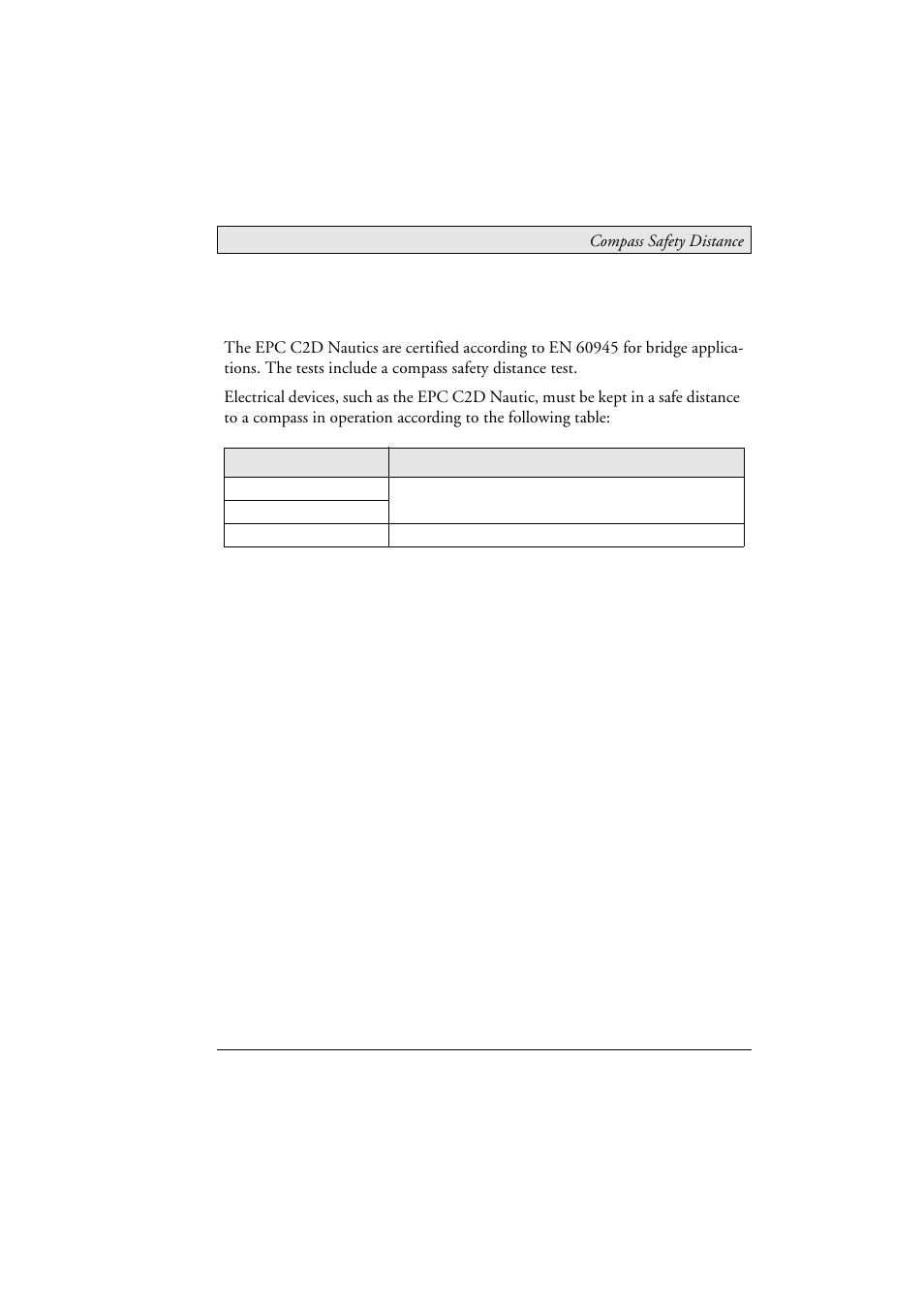 4 compass safety distance, 4compass safety distance | Beijer Electronics EPC C2D Box Nautic EN User Manual | Page 11 / 49