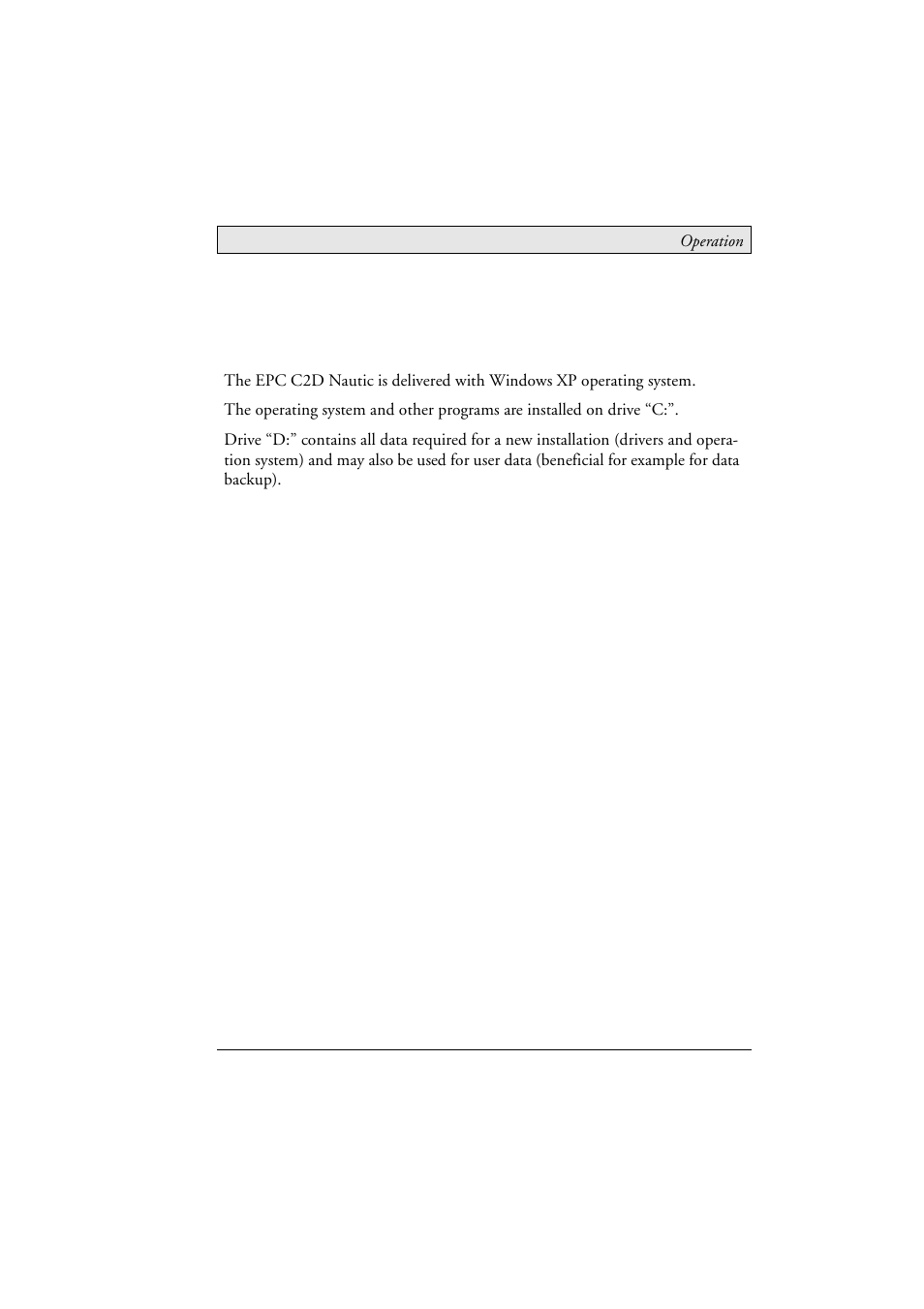 6 operation, 1 operating system, Operating system | 6operation | Beijer Electronics EPC C2D Box Nautic EN User Manual | Page 19 / 49