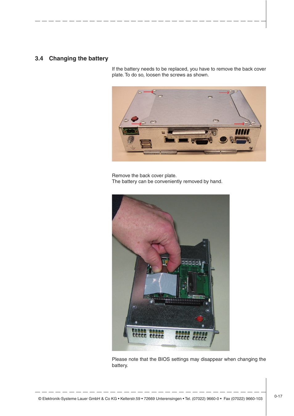 4 changing the battery | Beijer Electronics EPC LX nautic EN User Manual | Page 17 / 33