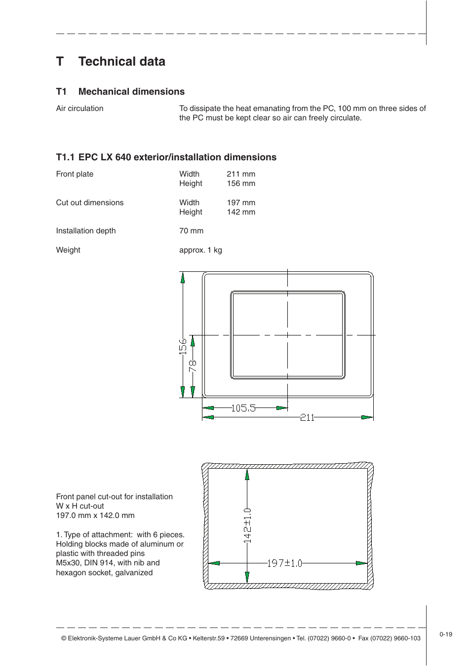 T technical data | Beijer Electronics EPC LX nautic EN User Manual | Page 19 / 33