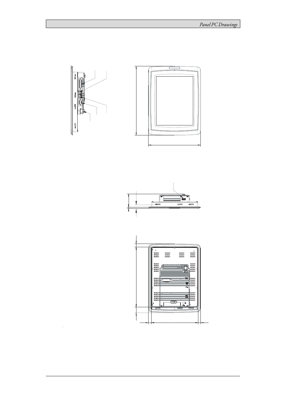2 epc ta100 am outline, Epc ta100 am outline, Panel pc drawings | Beijer Electronics EPC TA100 AM EN User Manual | Page 14 / 22