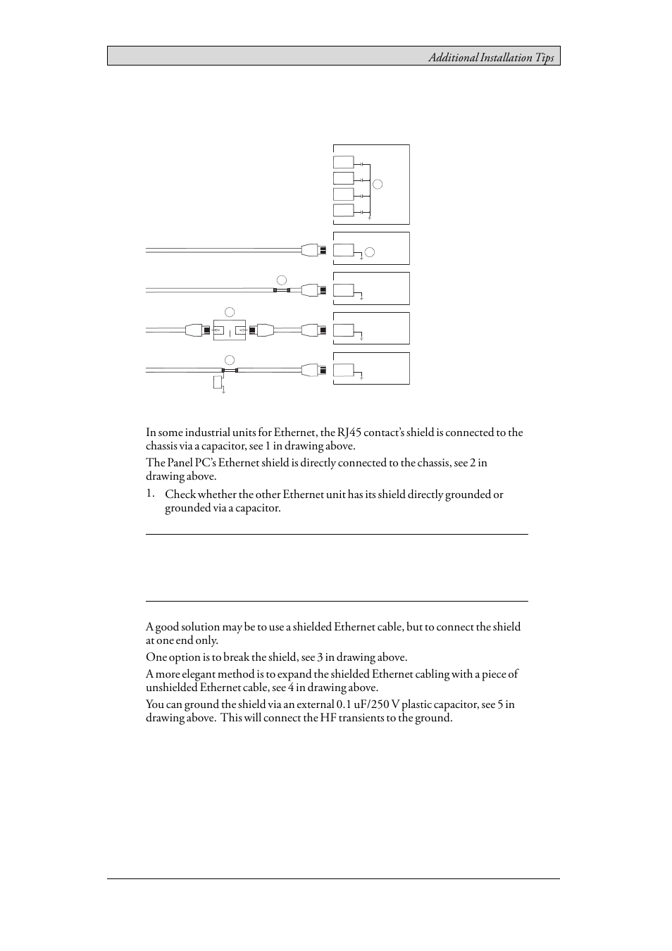 2 ethernet connection in the panel pc, Ethernet connection in the panel pc, Additional installation tips | Beijer Electronics EPC TA100 AM EN User Manual | Page 26 / 38