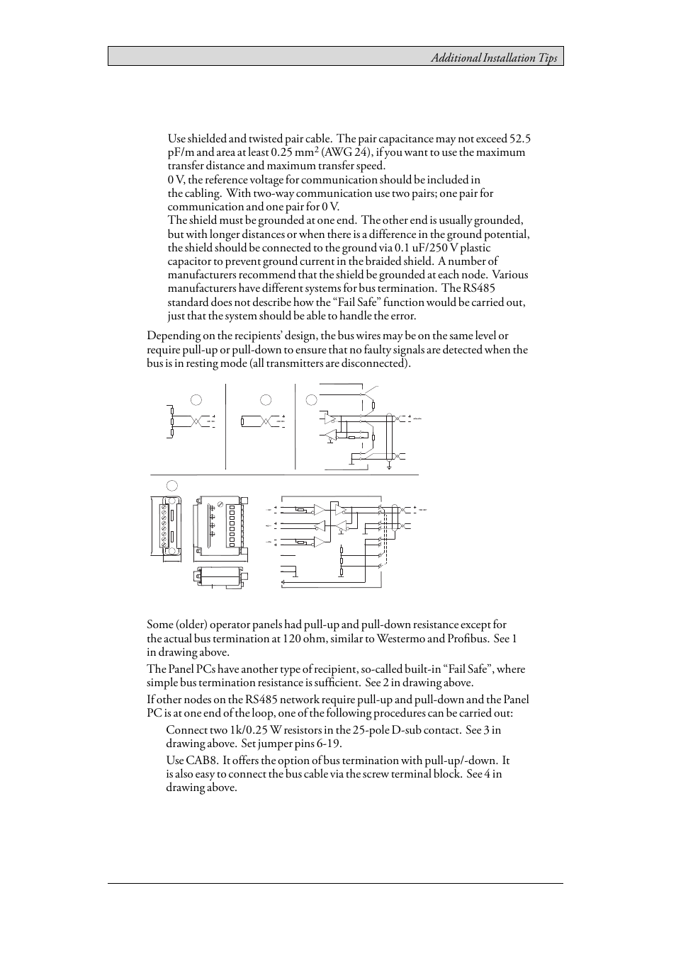 7 cable and bus termination rs485, Cable and bus termination rs485, Additional installation tips | Beijer Electronics EPC TA100 AM EN User Manual | Page 31 / 38