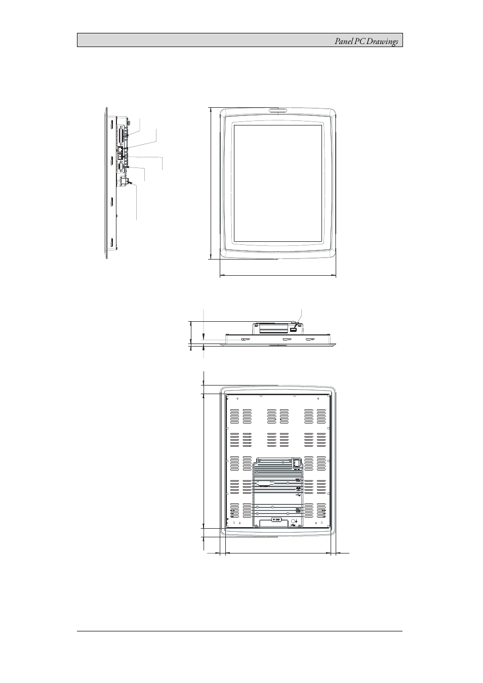 2 epc ta150 am outline, Epc ta150 am outline, Panel pc drawings | Beijer Electronics EPC TA150 AM EN User Manual | Page 14 / 22