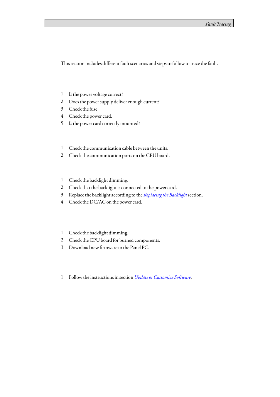 8 fault tracing, 8fault tracing | Beijer Electronics EPC TA150 AM EN User Manual | Page 32 / 38