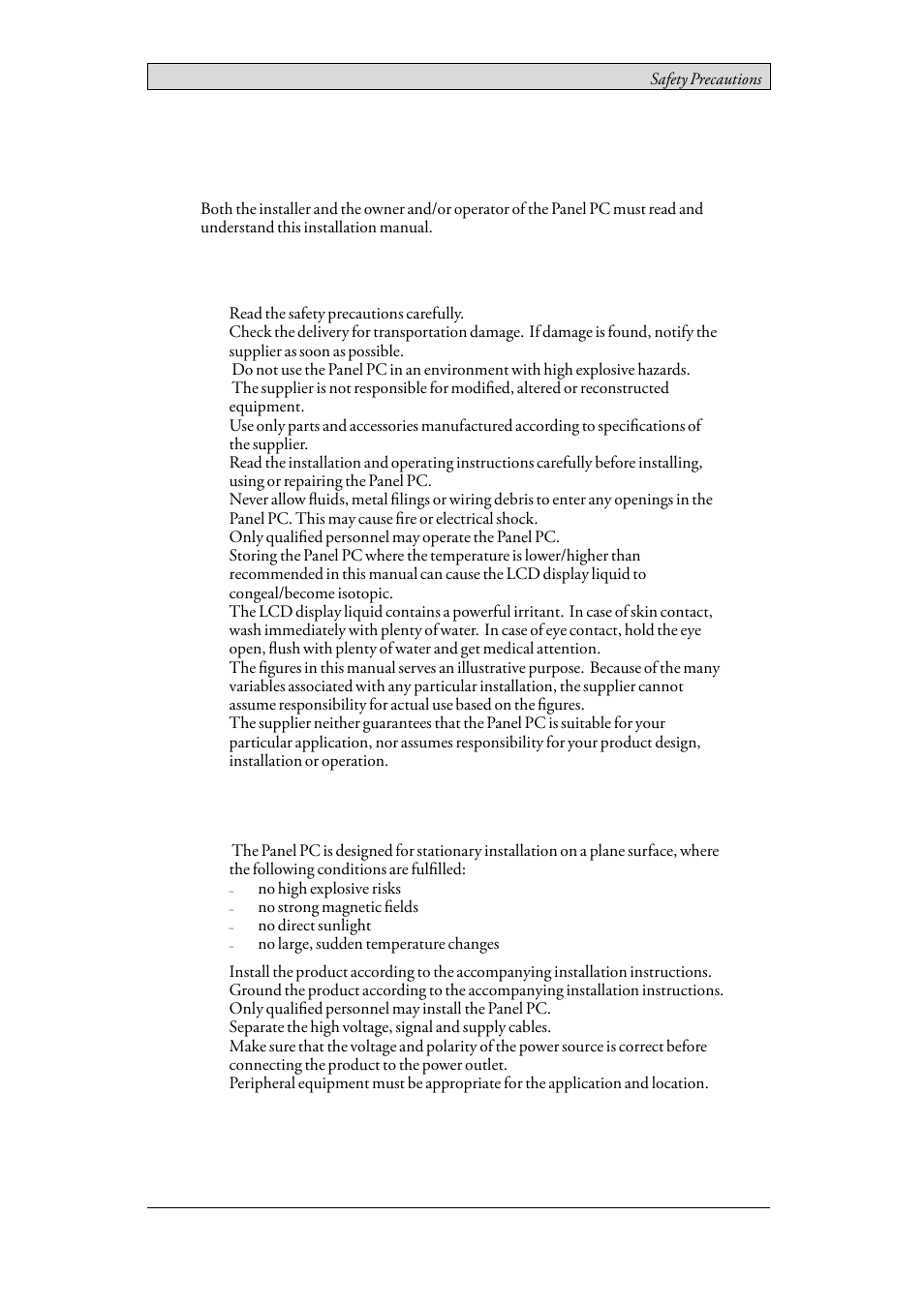 1 safety precautions, 1 general, 2 during installation | General, During installation, 1safety precautions | Beijer Electronics EPC TA150 AM EN User Manual | Page 5 / 38