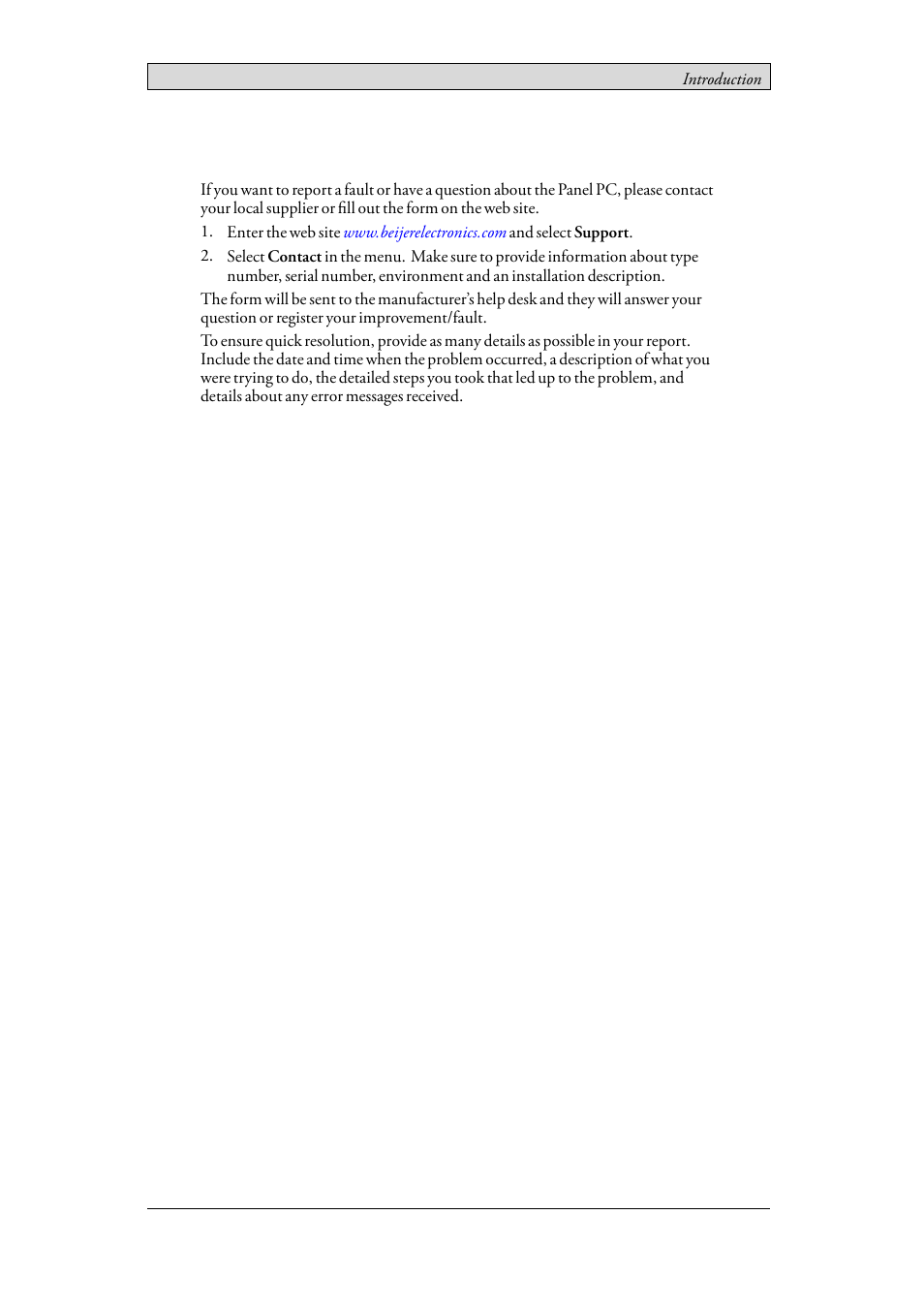 5 contact and support, Contact and support | Beijer Electronics EPC TA150 AM EN User Manual | Page 9 / 38