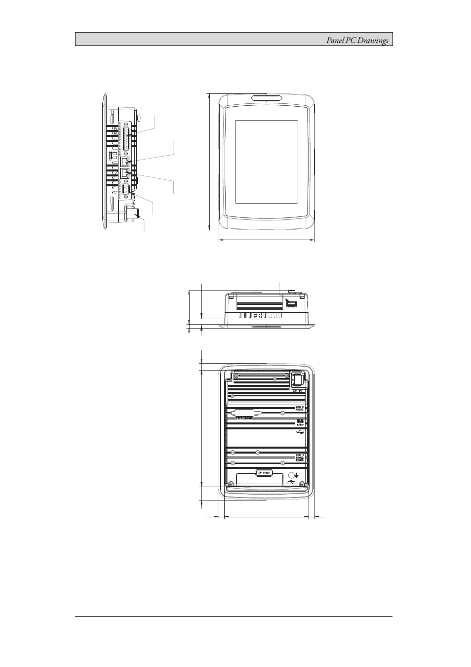 2 epc ta70 am outline, Epc ta70 am outline, Panel pc drawings | Beijer Electronics EPC TA70 AM EN User Manual | Page 14 / 22