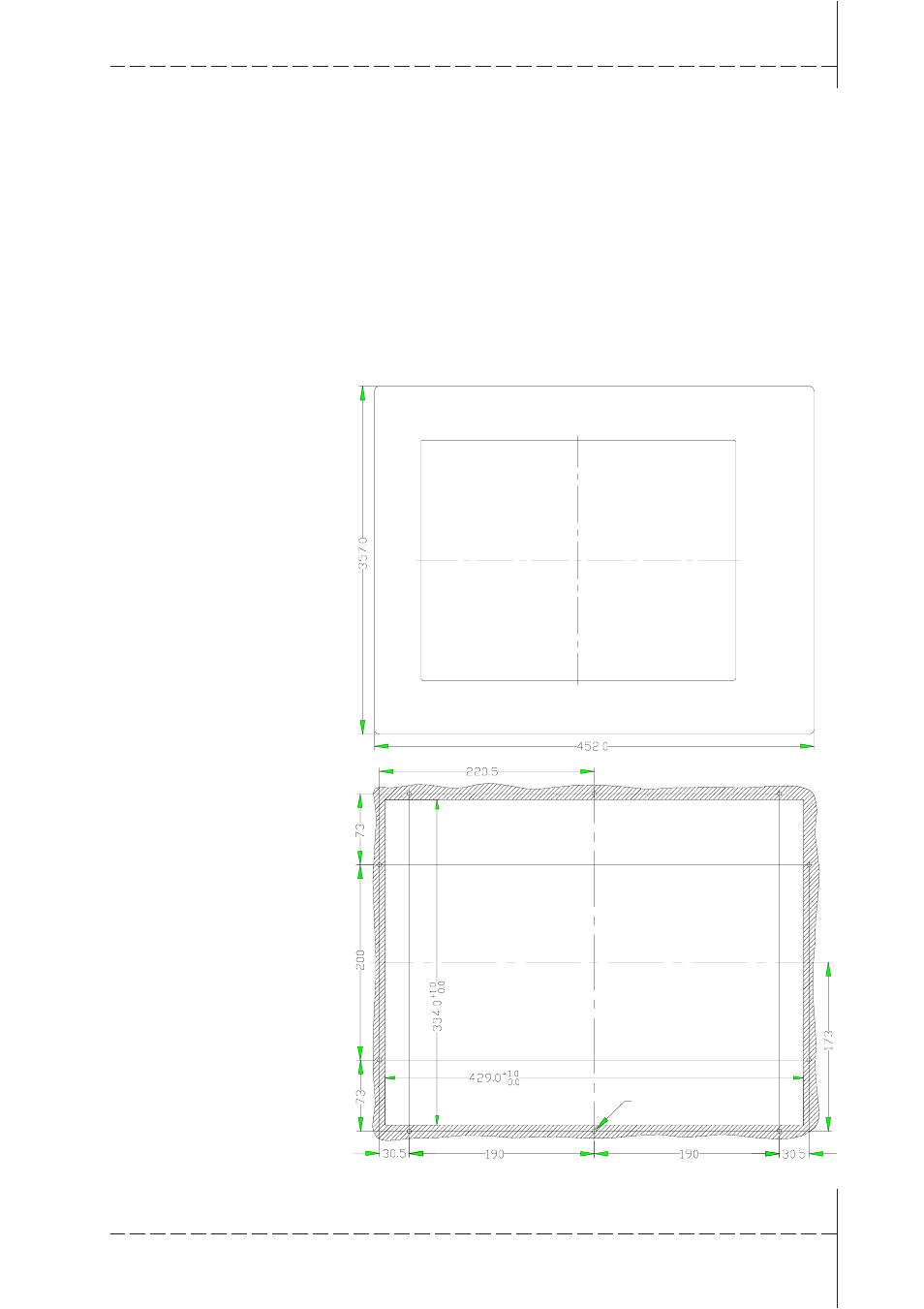 T1.5 epc g 1500 outer/mounting dimensions, T1.5, Ttechnical data | Beijer Electronics EPC GEmbedded PC EN User Manual | Page 15 / 26