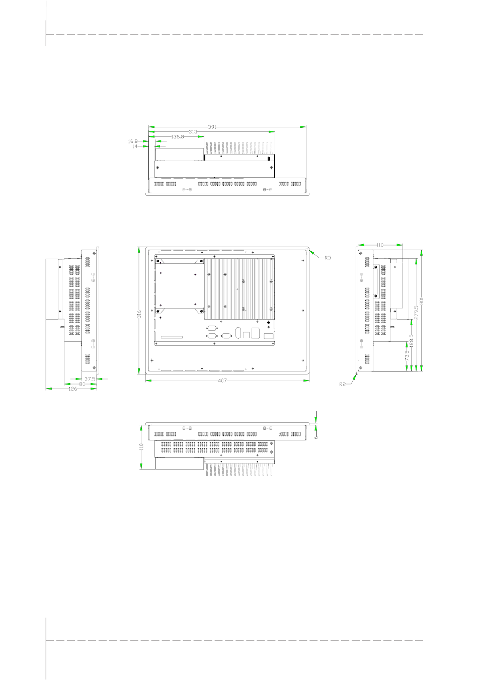 T1.8 epc g 1500 v2a unit dimensions, T1.8, Ttechnical data | Beijer Electronics EPC GEmbedded PC EN User Manual | Page 18 / 26