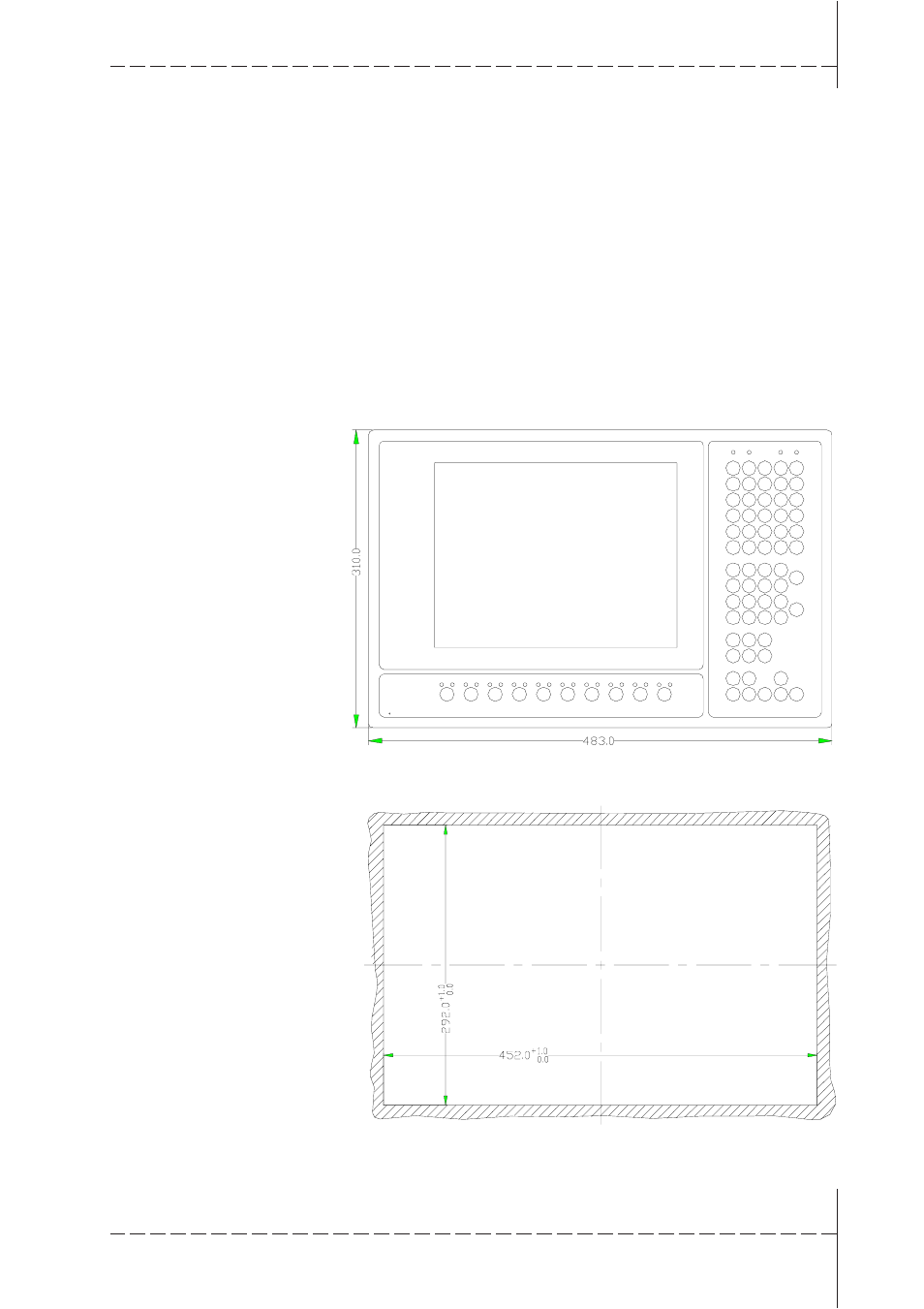 T1.11 epc g 1200k outer/mounting dimensions, T1.11, Ttechnical data | Beijer Electronics EPC GEmbedded PC EN User Manual | Page 21 / 26