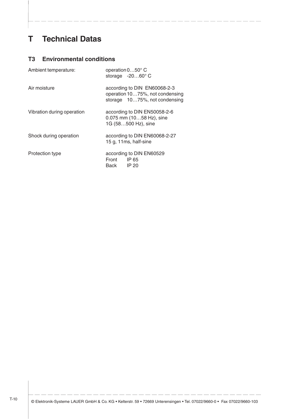 T3 environmental conditions, Ttechnical datas | Beijer Electronics EPC X EN User Manual | Page 22 / 28