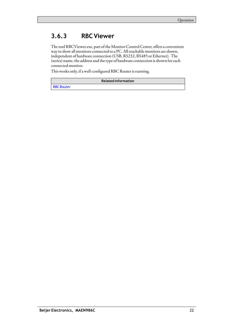 3 rbc viewer, Rbc viewer | Beijer Electronics RBC EN User Manual | Page 22 / 25