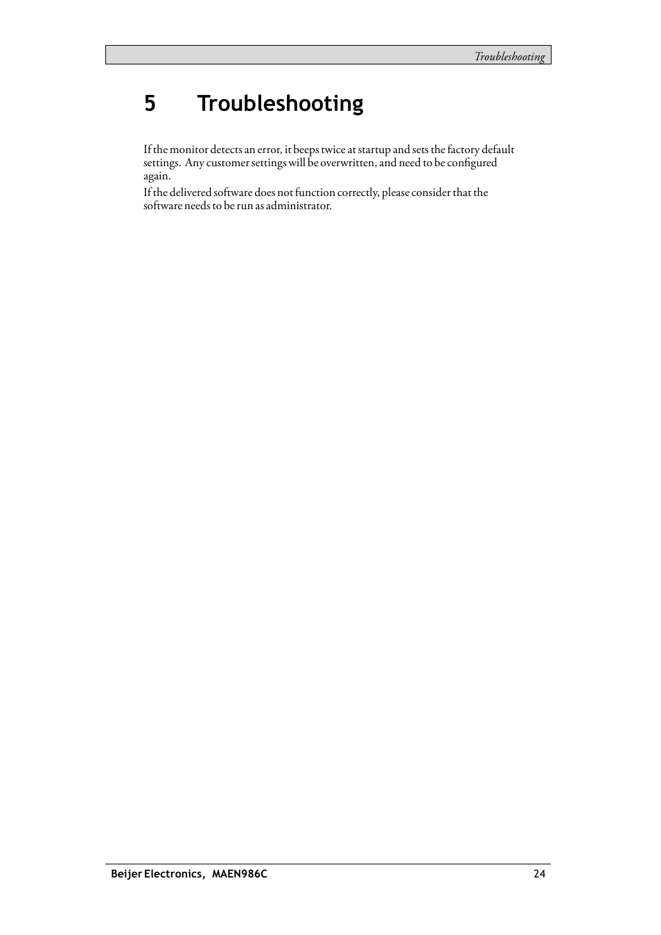 5 troubleshooting, 5troubleshooting | Beijer Electronics RBC EN User Manual | Page 24 / 25
