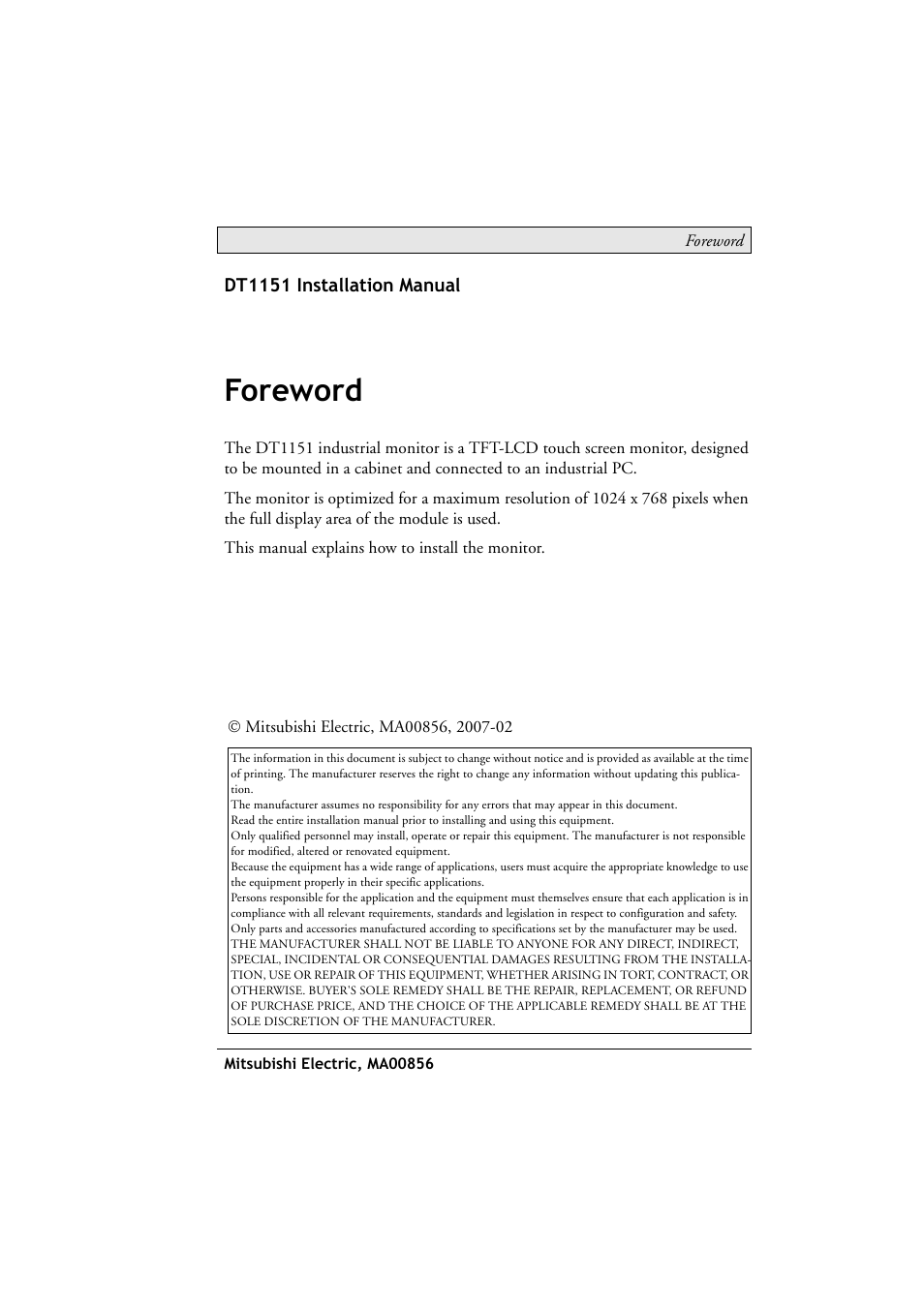 Foreword | Beijer Electronics DT1151 EN User Manual | Page 2 / 24