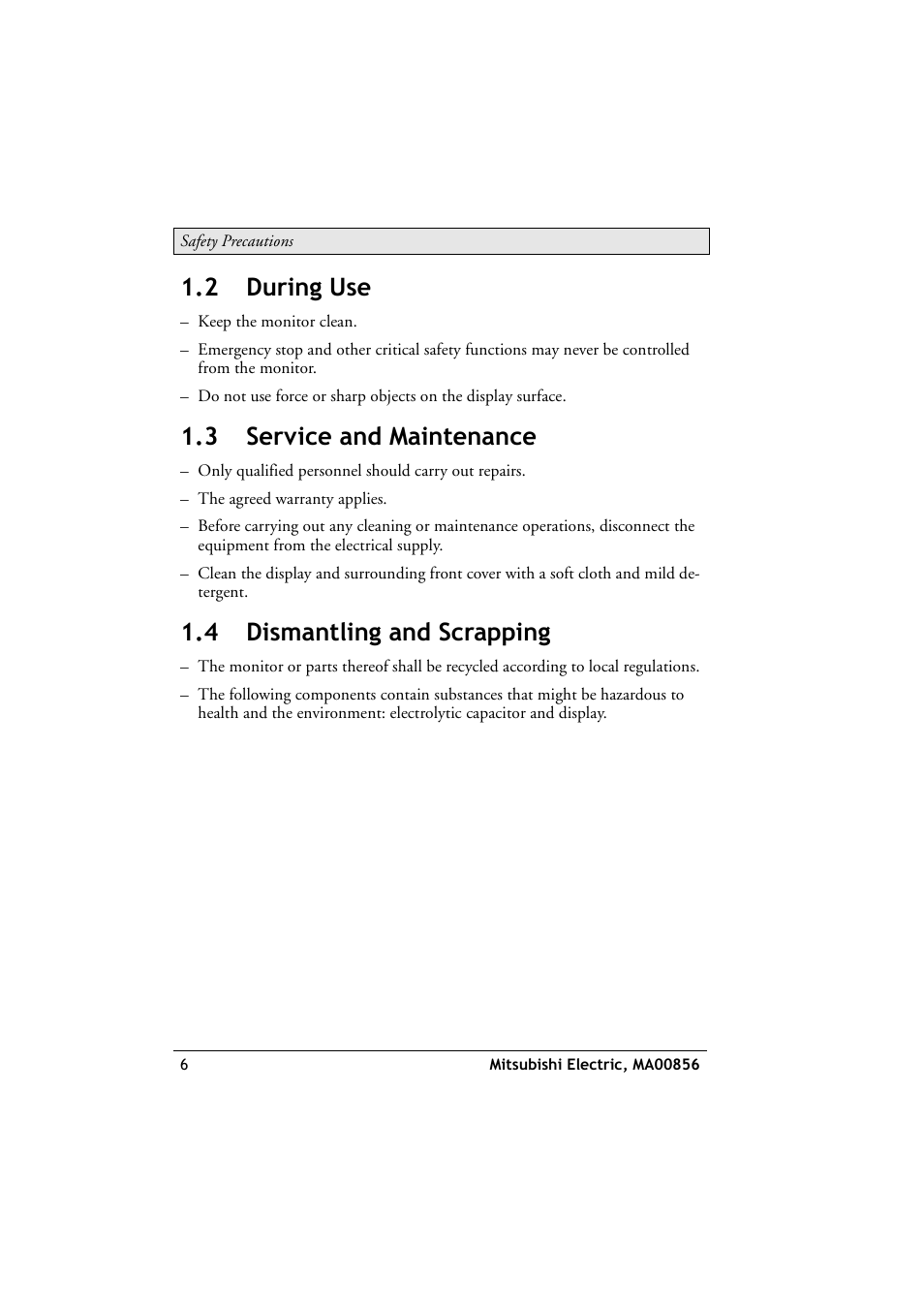 2 during use, 3 service and maintenance, 4 dismantling and scrapping | During use, Service and maintenance, Dismantling and scrapping | Beijer Electronics DT1151 EN User Manual | Page 6 / 24