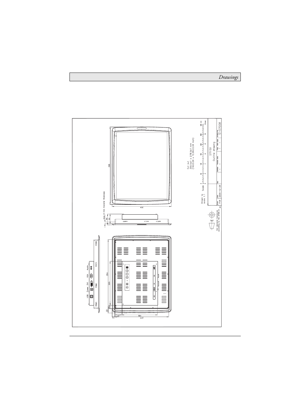 5 drawings, 1 dt1151 outline, Dt1151 outline | 5drawings | Beijer Electronics DT1151 EN User Manual | Page 21 / 22