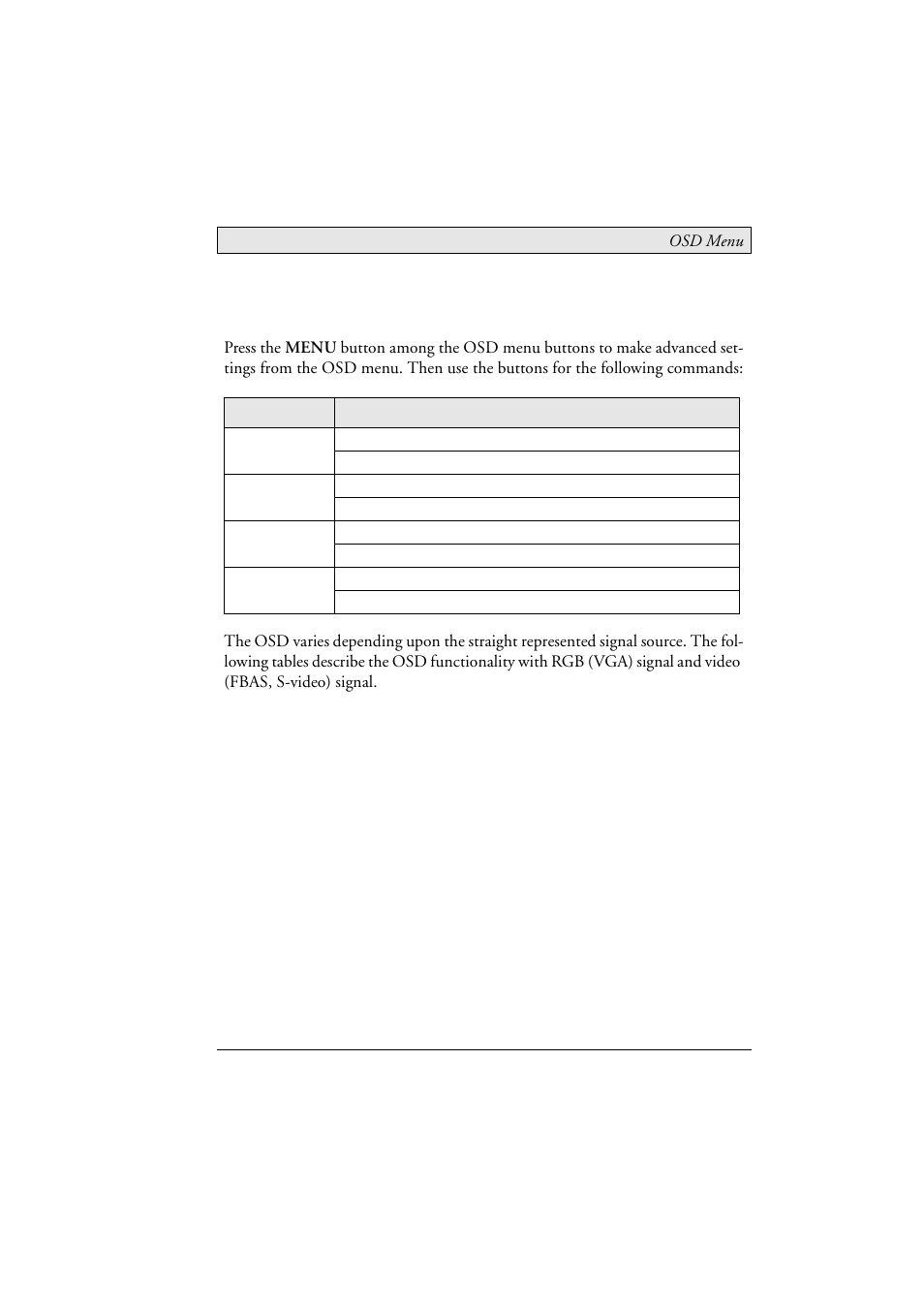 6 osd menu, Osd menu, 6osd menu | Beijer Electronics MT 230 Nautic Monitor EN User Manual | Page 13 / 49