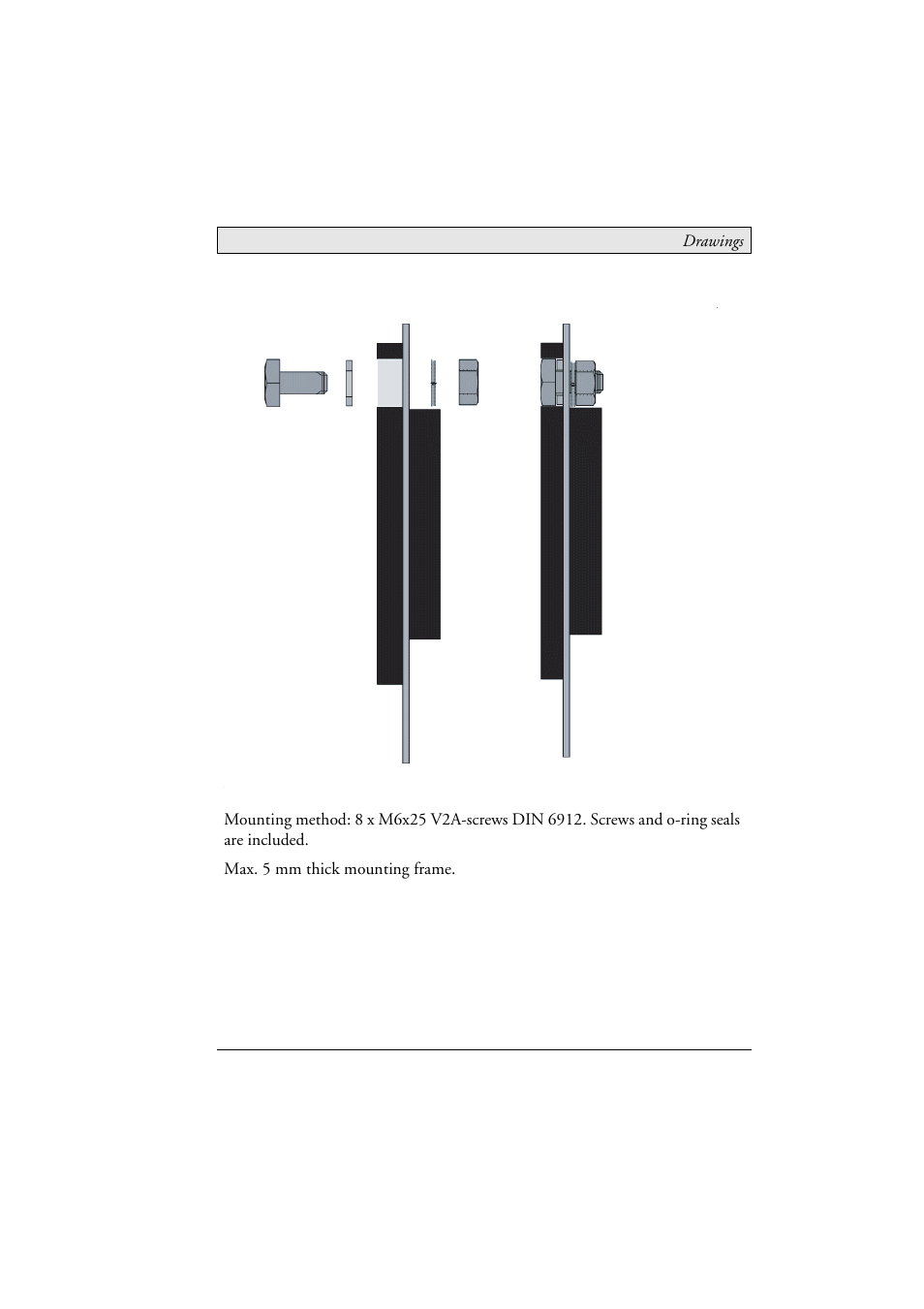 3 mounting drawing, Mounting drawing | Beijer Electronics MT 230 Nautic Monitor EN User Manual | Page 47 / 49