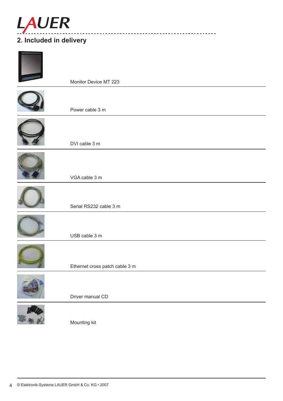 Included in delivery | Beijer Electronics MT 223 EN User Manual | Page 4 / 38