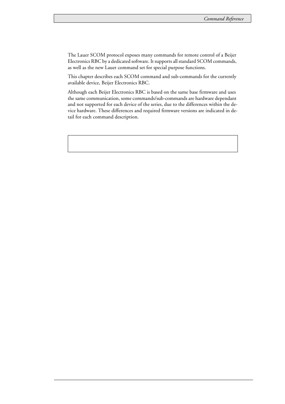 5 command reference, Command reference, 5command reference | Beijer Electronics SCOM  RBC EN User Manual | Page 13 / 64