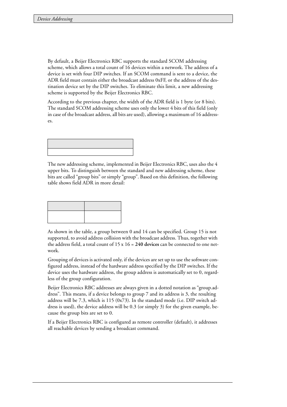 3 device addressing, Device addressing, 3device addressing | Beijer Electronics SCOM  RBC EN User Manual | Page 8 / 64