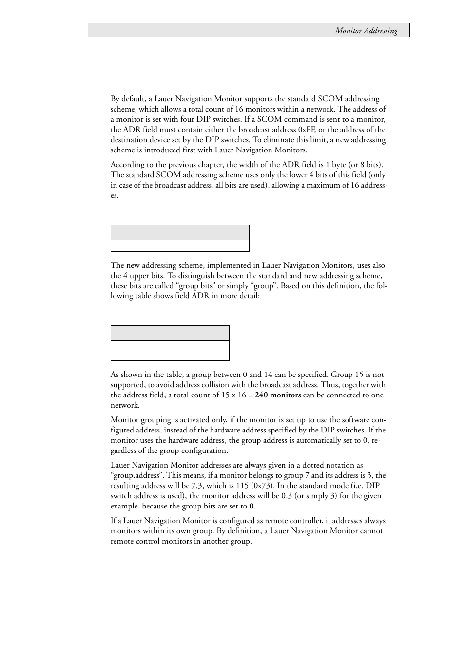 4 monitor addressing, Monitor addressing, 4monitor addressing | Beijer Electronics SCOM Protocol EN User Manual | Page 15 / 143