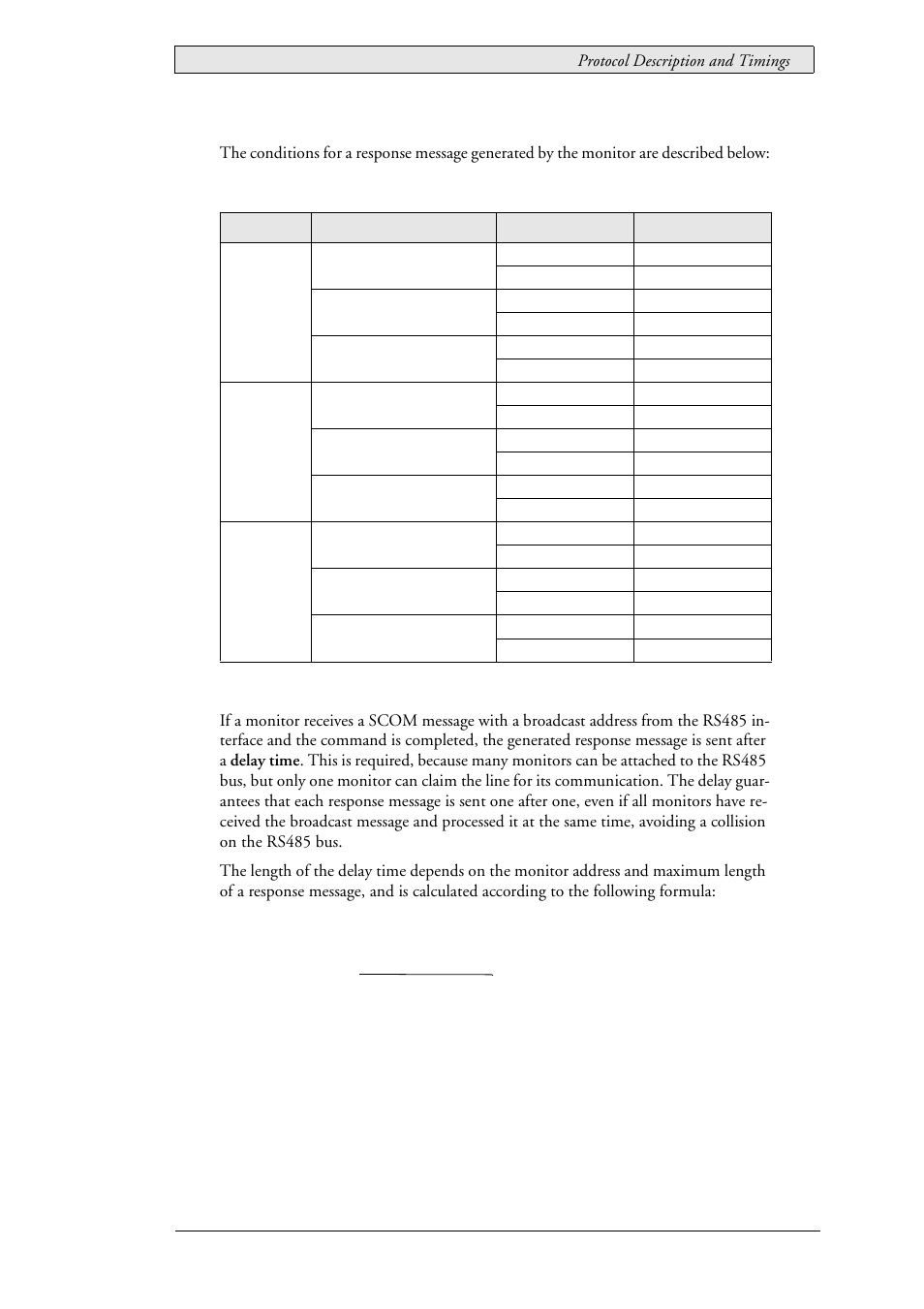 Conditions for response message, Delayed response | Beijer Electronics SCOM Protocol EN User Manual | Page 15 / 131