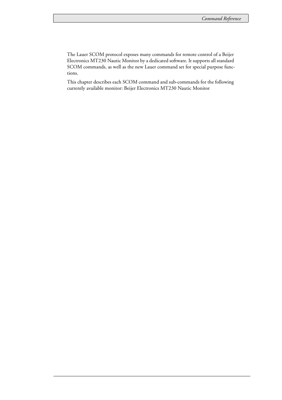 6 command reference, Command reference, 6command reference | Beijer Electronics SCOM Protocol EN User Manual | Page 17 / 131