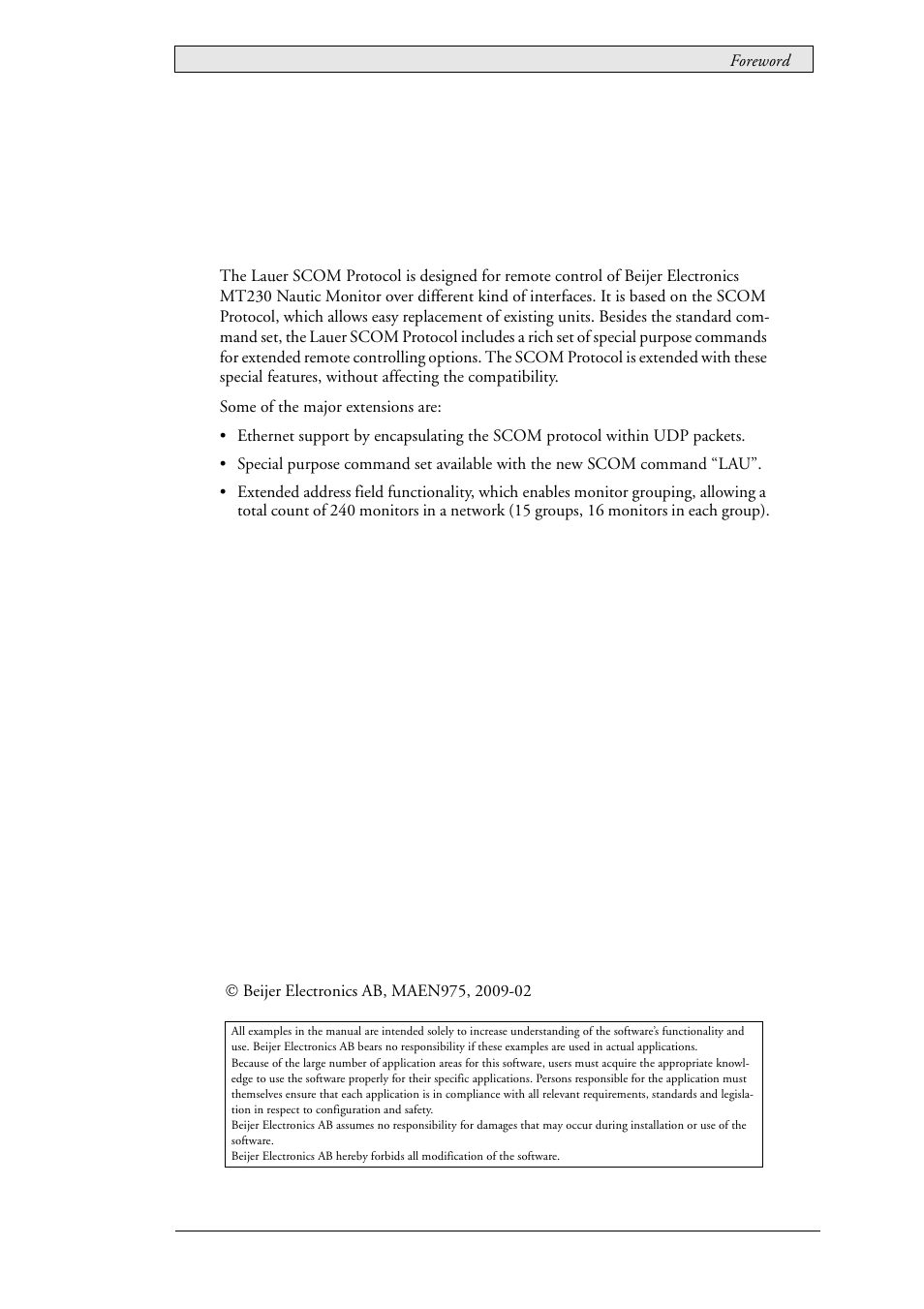 Foreword | Beijer Electronics SCOM Protocol EN User Manual | Page 2 / 131