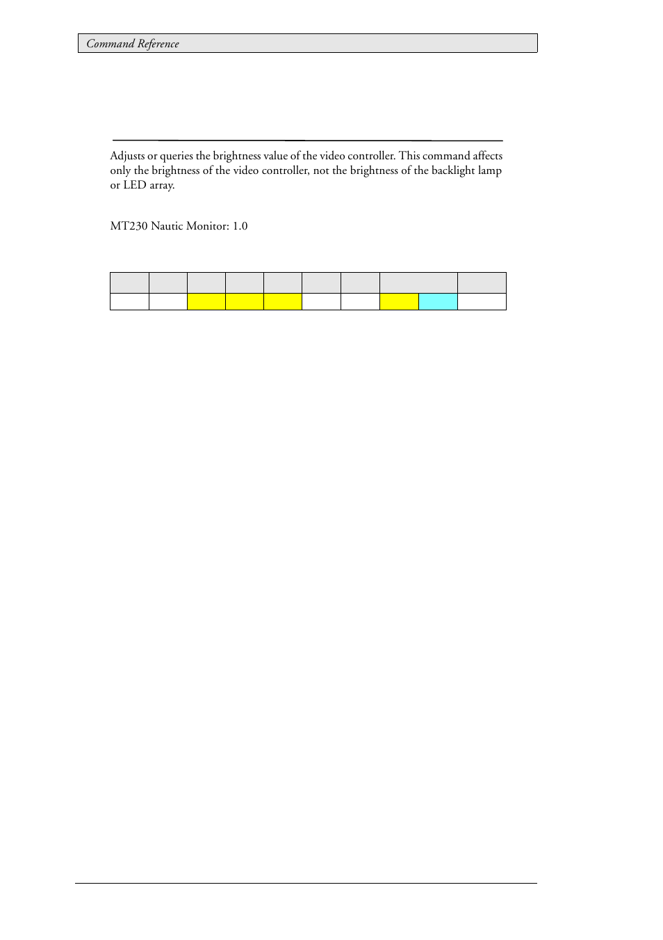 6 mcc_brightness (0x81), Brightness, Mcc_brightness (0x81) | Beijer Electronics SCOM Protocol EN User Manual | Page 26 / 131