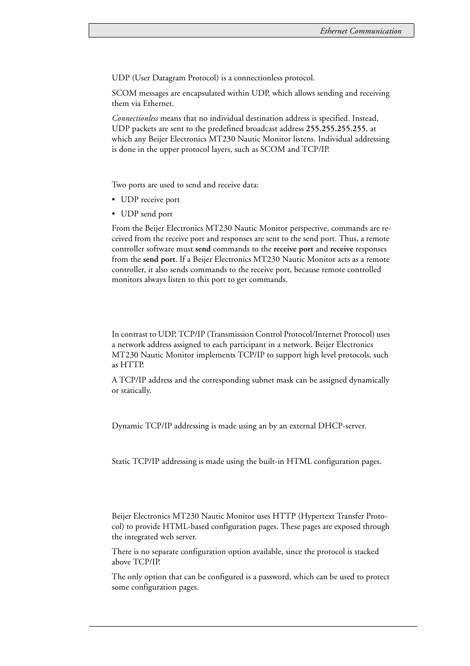 Tcp/ip, Http, Udp tcp/ip http | Beijer Electronics SCOM Protocol EN User Manual | Page 9 / 131