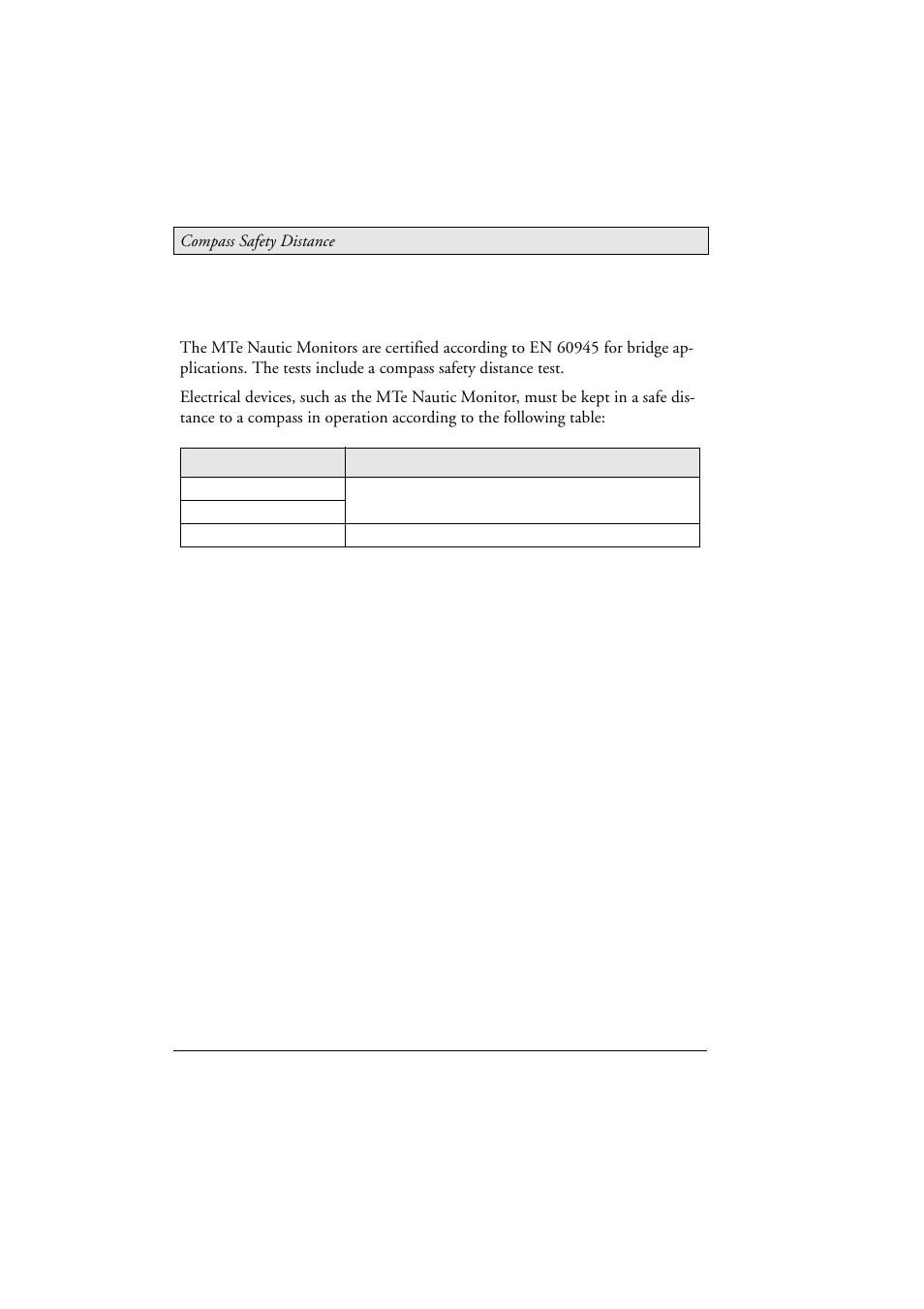 4 compass safety distance, 4compass safety distance | Beijer Electronics MTe Nautic EN User Manual | Page 12 / 58