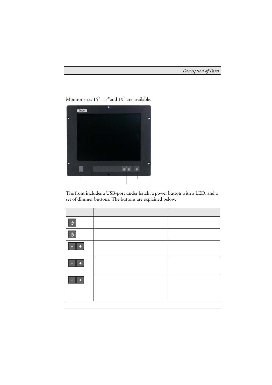 5 description of parts, 5description of parts | Beijer Electronics MTe Nautic EN User Manual | Page 13 / 58