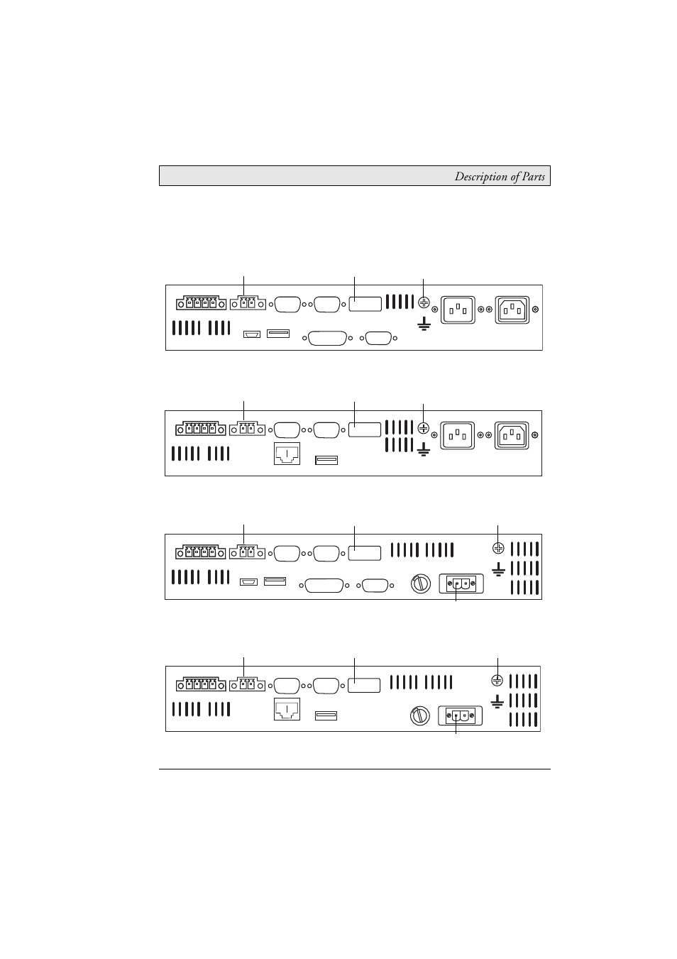1 communication ports, Communication ports, Description of parts | Beijer Electronics MTe Nautic EN User Manual | Page 15 / 58