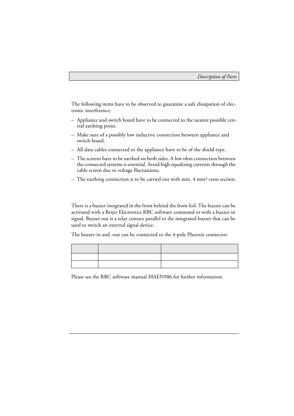 4 earthing system, 5 buzzer in/out, Earthing system | Buzzer in/out | Beijer Electronics MTe Nautic EN User Manual | Page 17 / 58