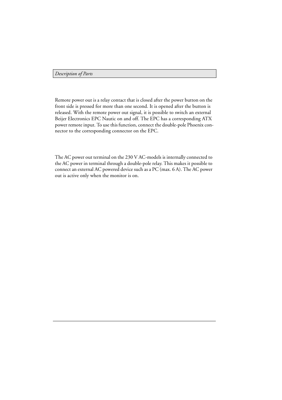 6 remote power out, 7 ac power out, Remote power out | Ac power out | Beijer Electronics MTe Nautic EN User Manual | Page 18 / 58