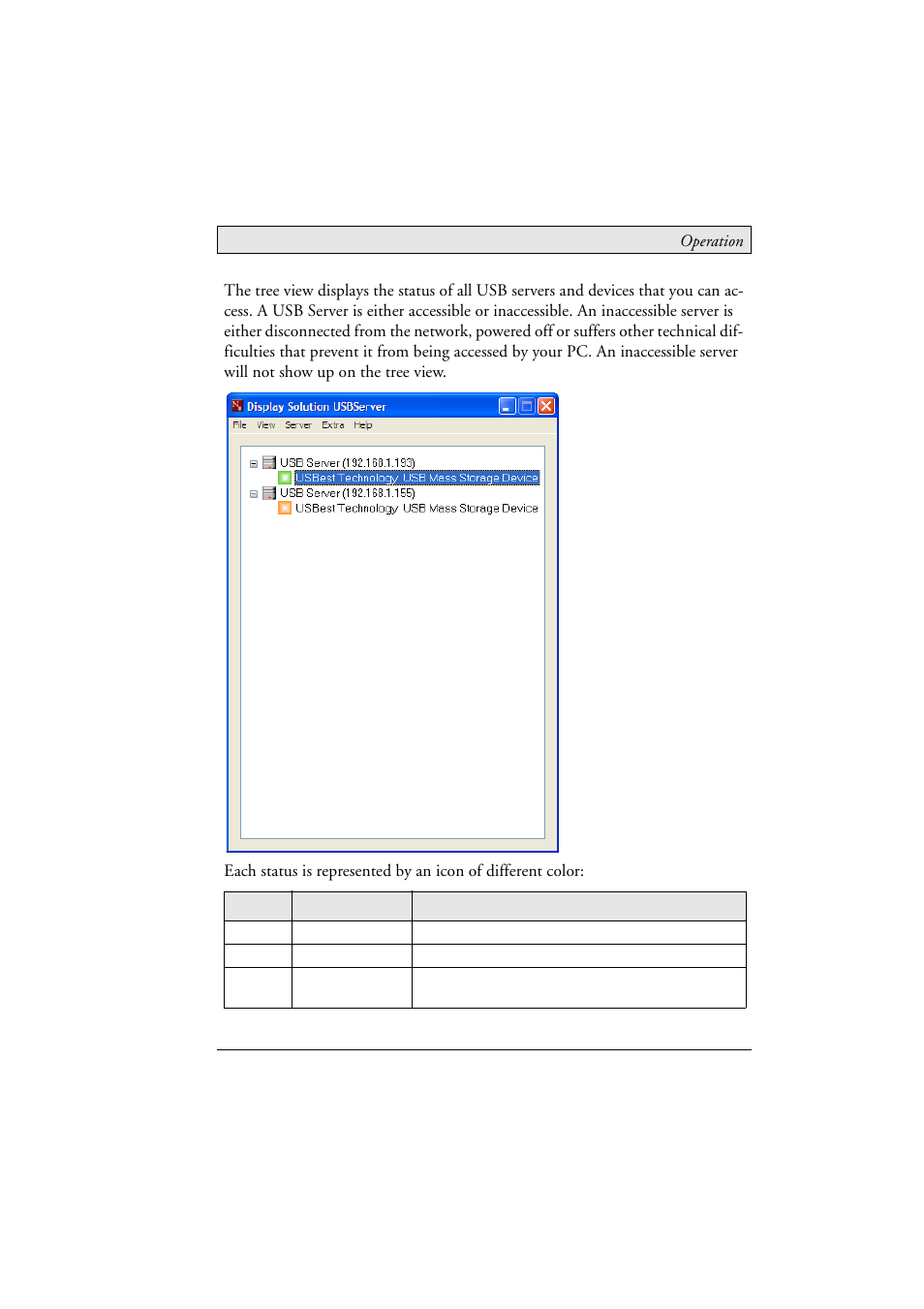 Status of usb servers and devices | Beijer Electronics MTe Nautic EN User Manual | Page 43 / 58