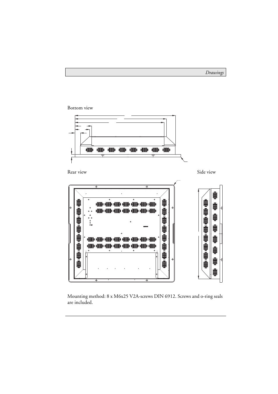 9 mte 190/t190 nautic outline drawings, Mte 190/t190 nautic outline drawings, Drawings | Beijer Electronics MTe Nautic EN User Manual | Page 57 / 58